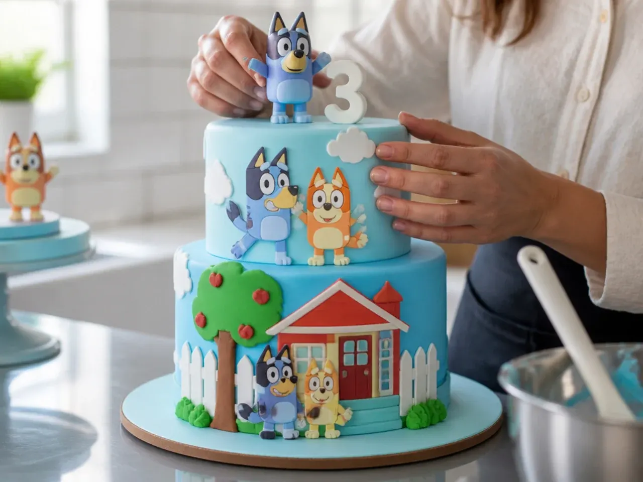 2 tier bluey cake ideas recipe step 7