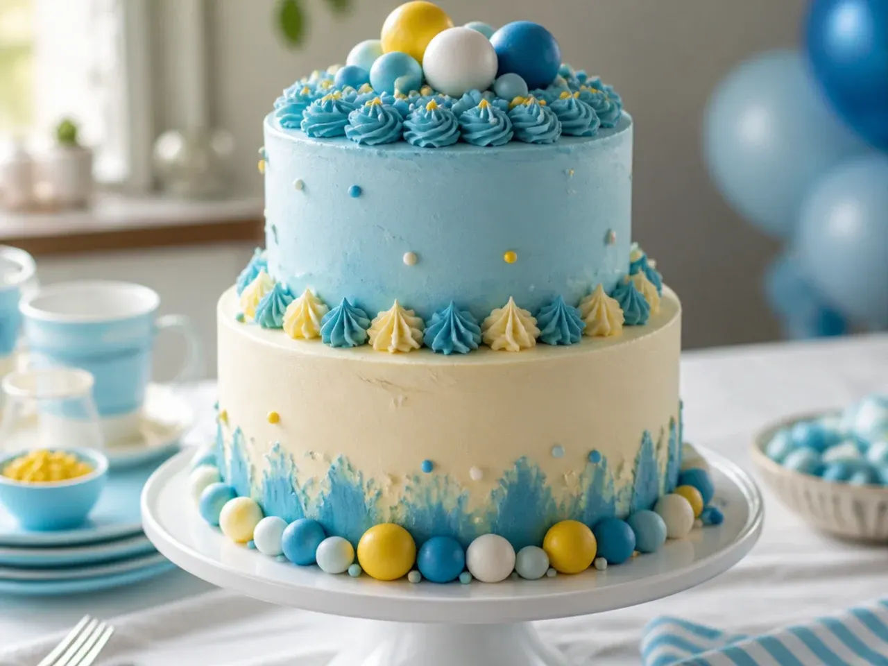 Wrapped vanilla sponge cake layers and fondant paw print decorations prepared ahead of time