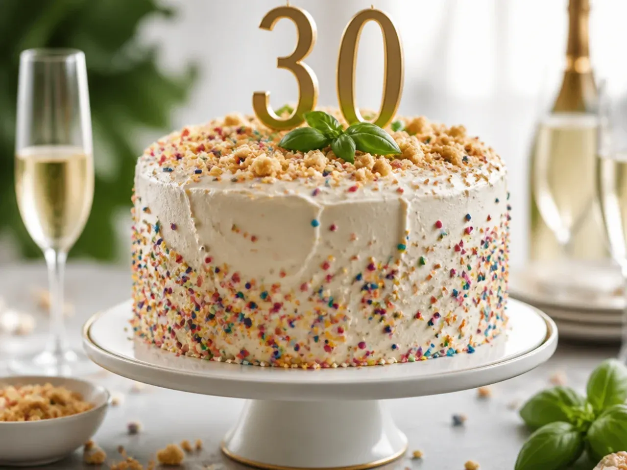 Funfetti vanilla cake slice showing colourful sprinkles baked through the sponge