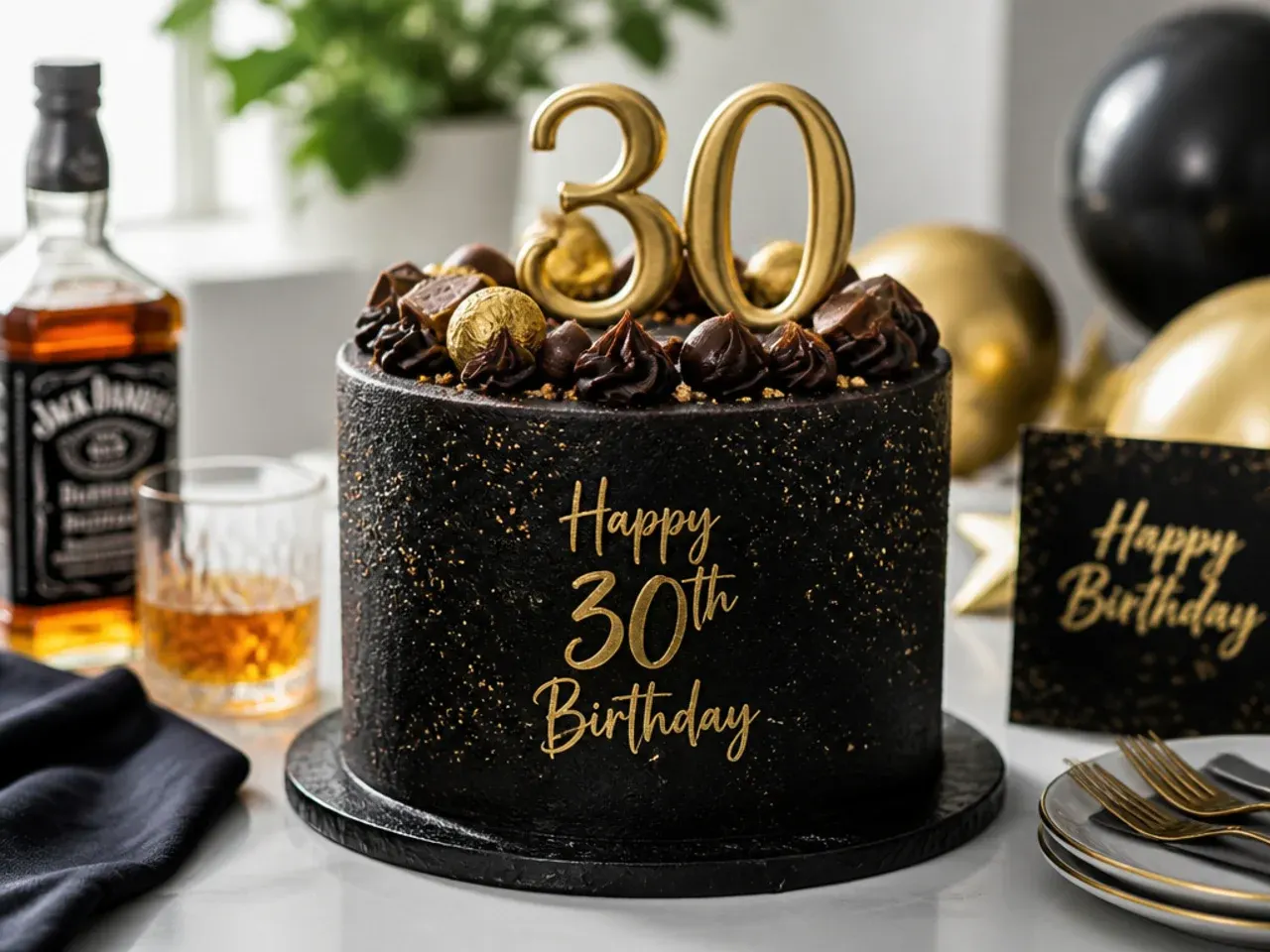 Slice of birthday cake plated with a scoop of vanilla ice cream and a cup of coffee