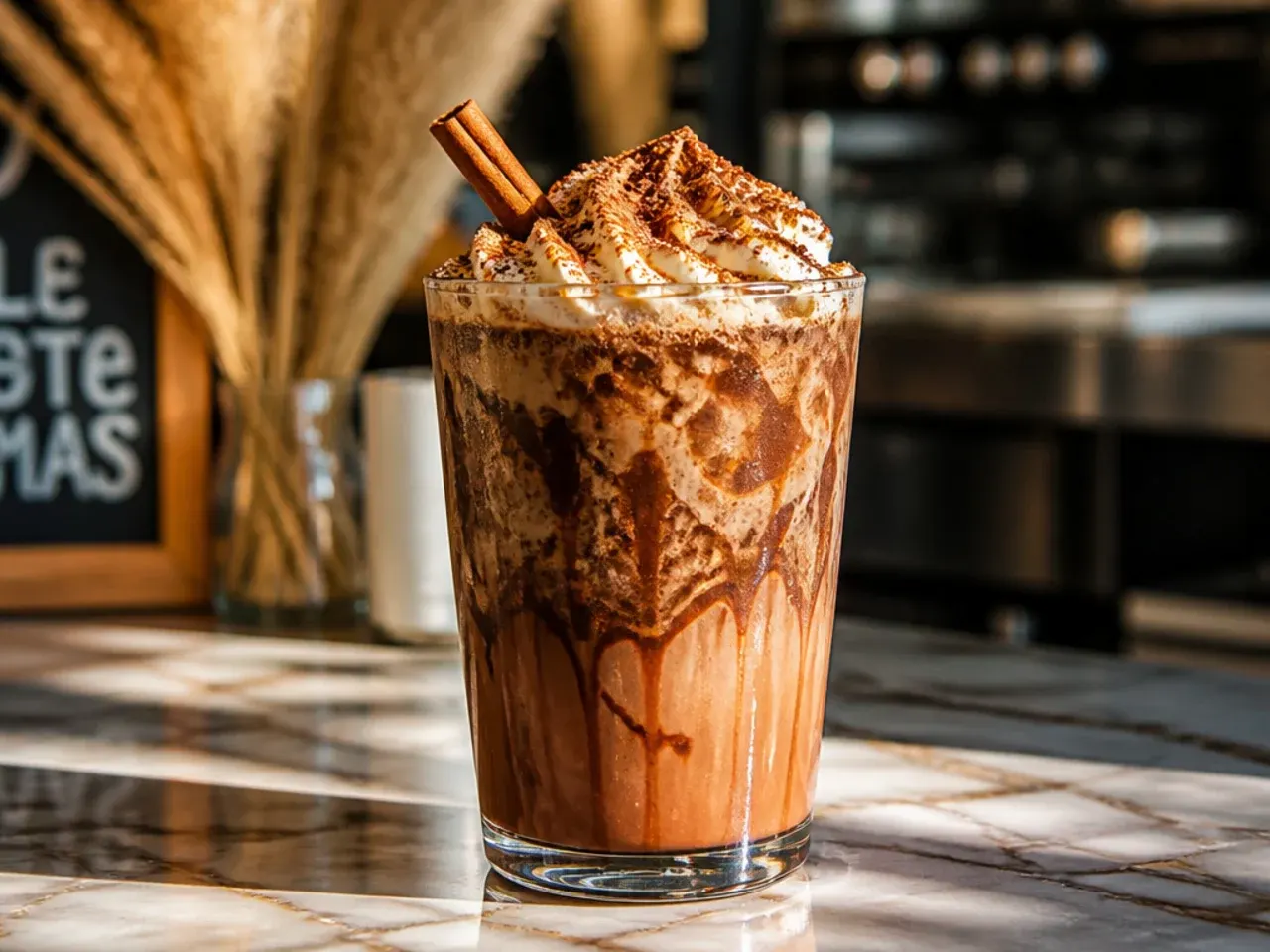 Toasted marshmallow mocha topped with lightly charred mini marshmallows