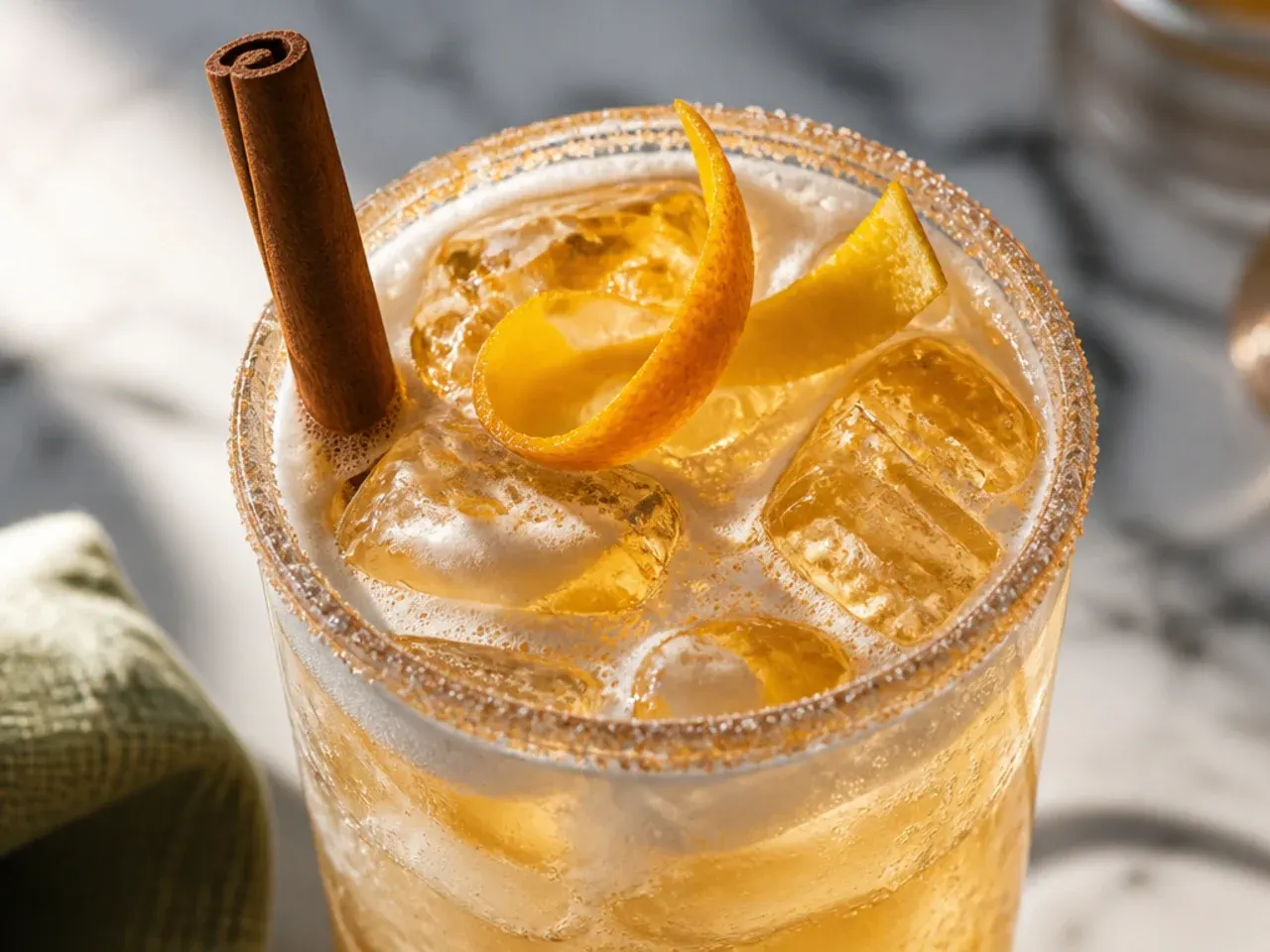 Spiced Cinnamon Cream fizz drink with a cream float dusted in nutmeg