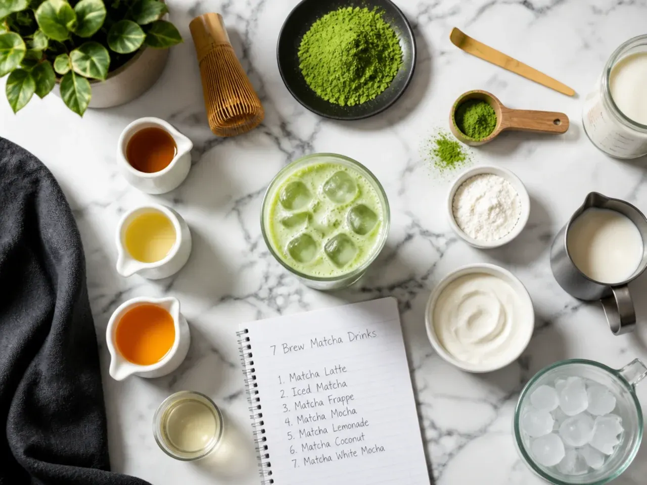 Hands whisking matcha powder and hot water into a smooth green paste in a small bowl