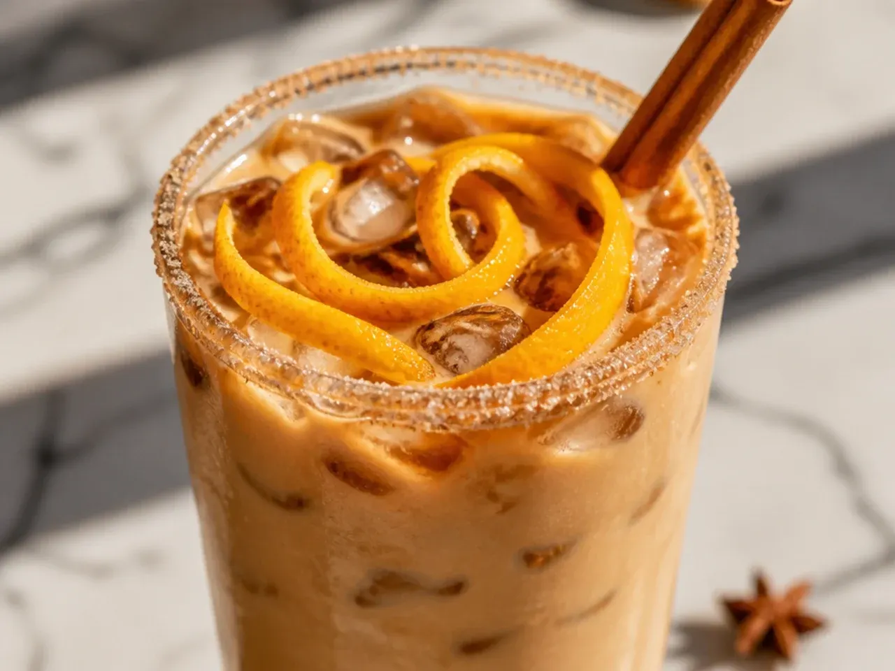 Spiced sugar-free chai latte with cinnamon dusted foam in a warm-toned mug