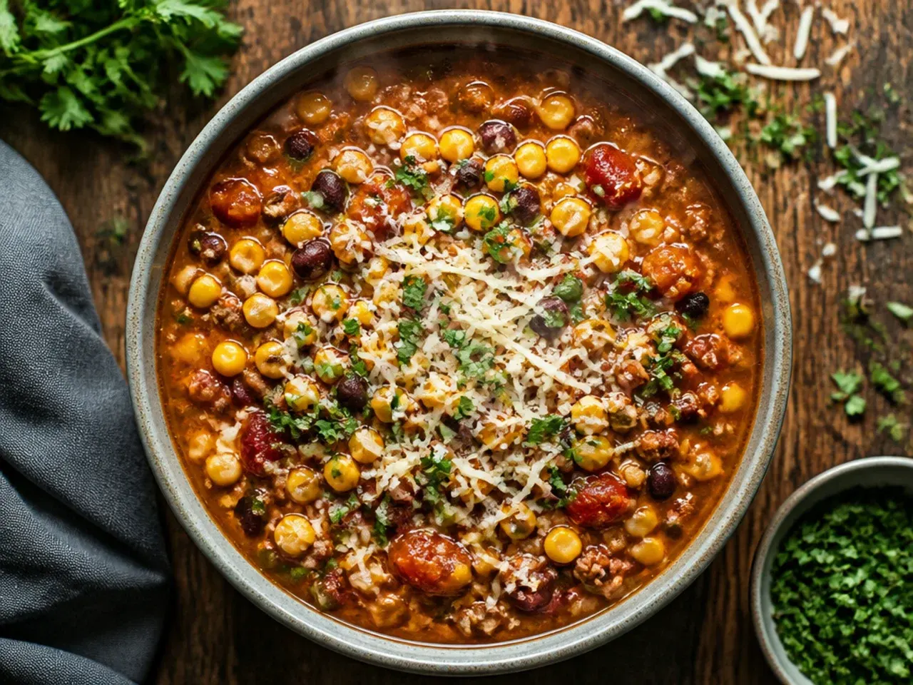 Speedy tinned-only taco soup made with no fresh chopping
