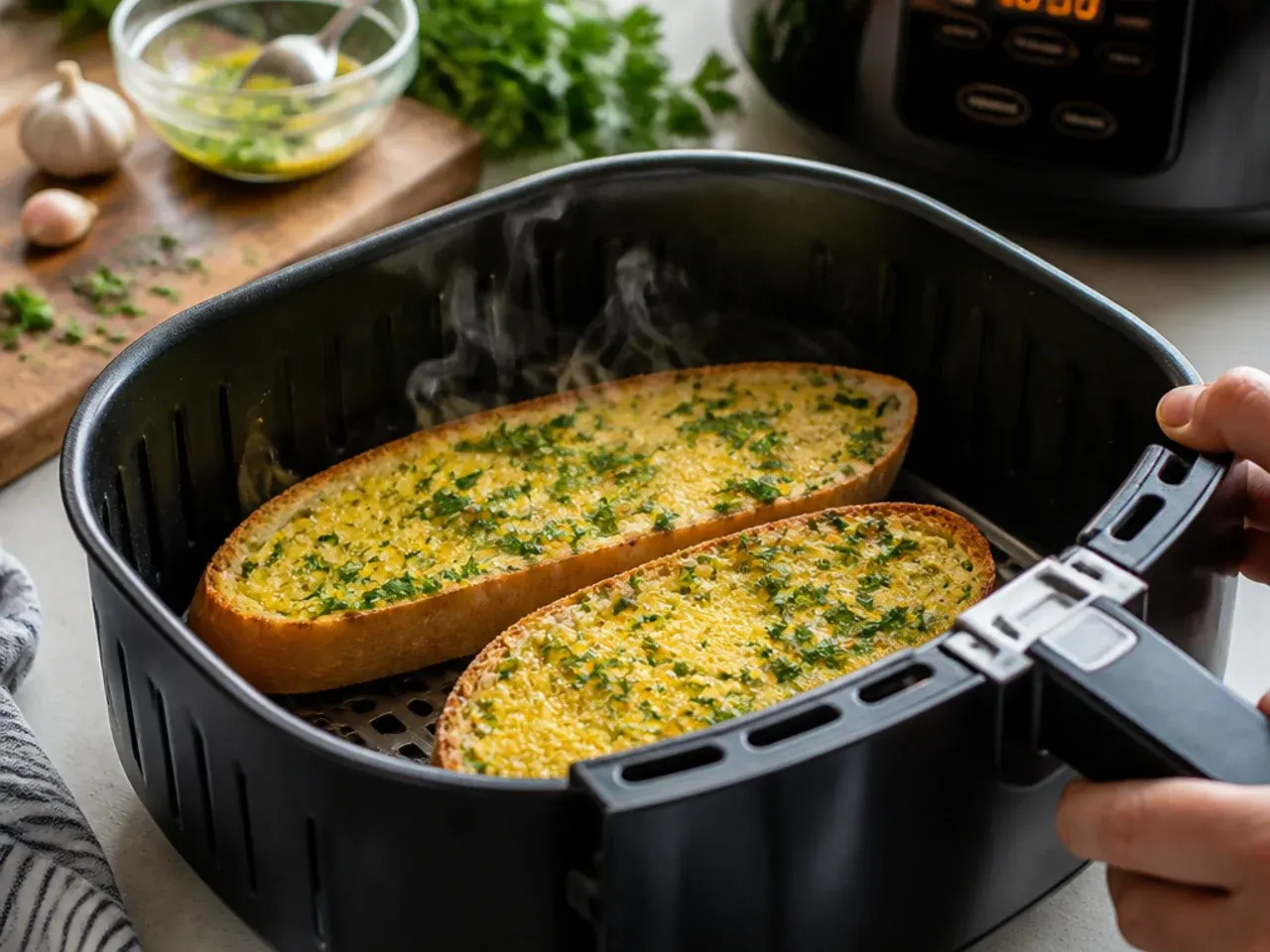 air fryer garlic bread recipe step 4