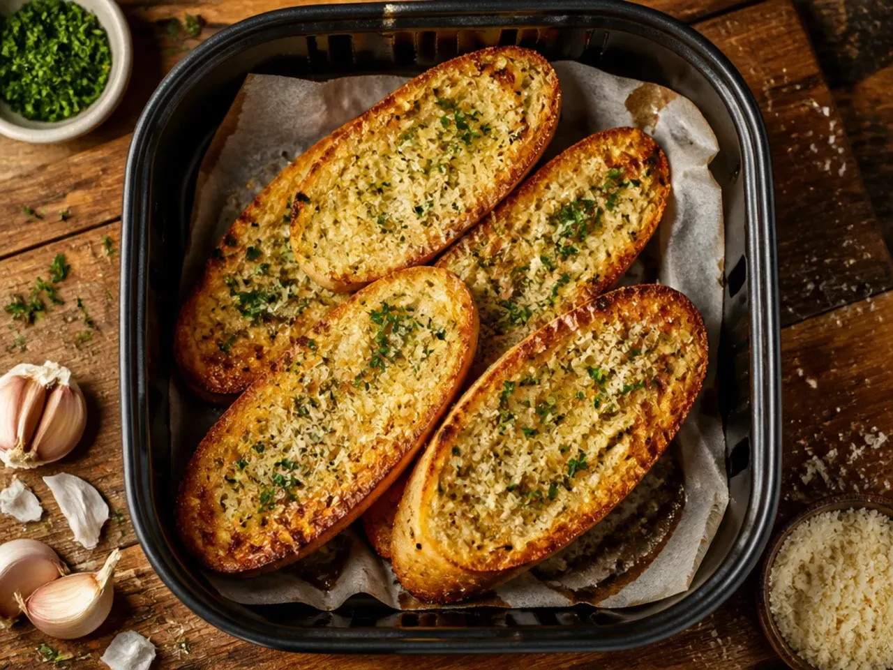 Budget garlic bread made with margarine and dried garlic powder