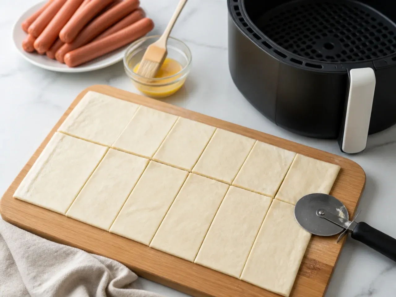 air fryer pigs in a blanket — step 1: prep the dough and air fryer