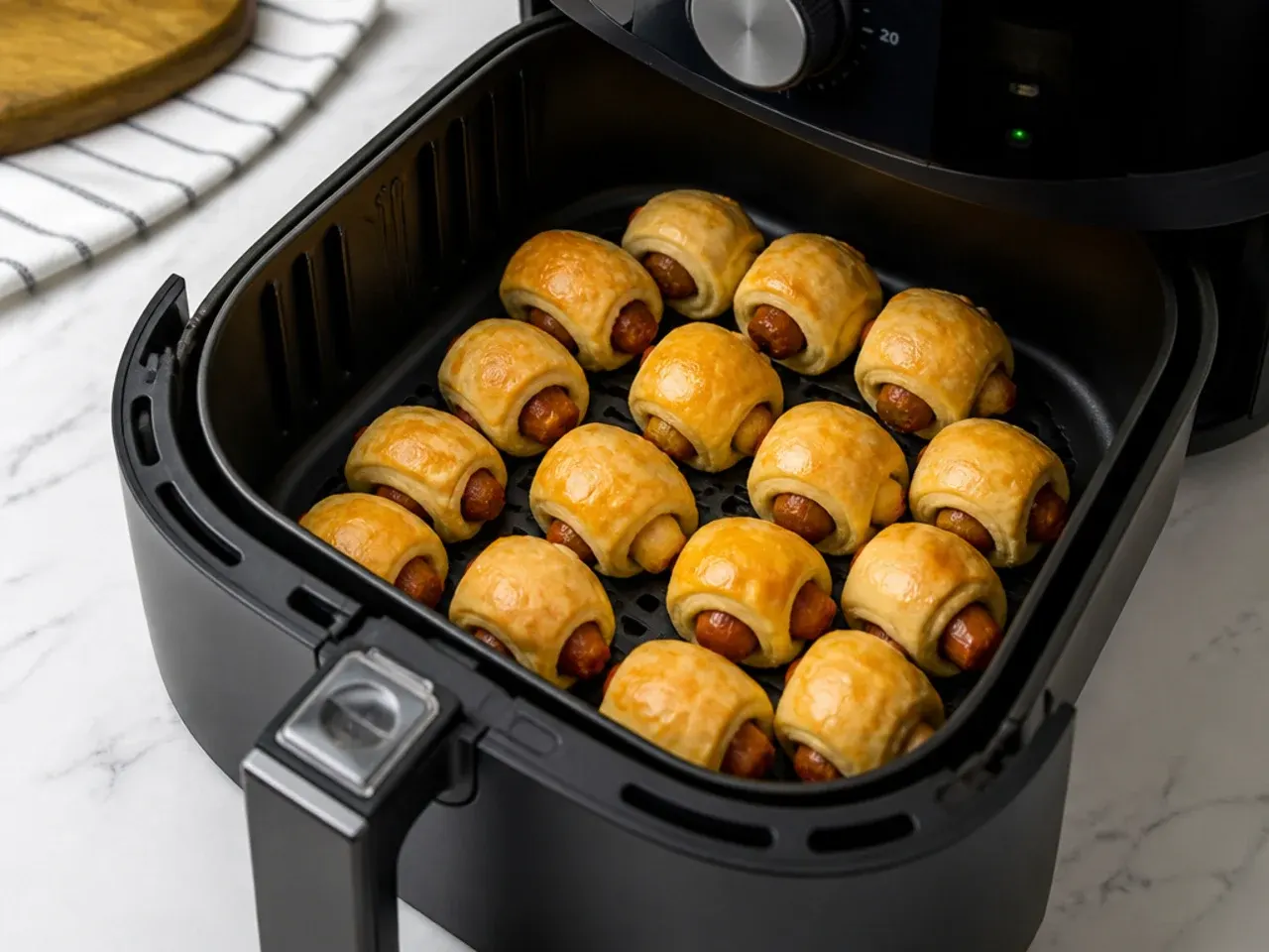 air fryer pigs in a blanket — step 4: air fry until golden