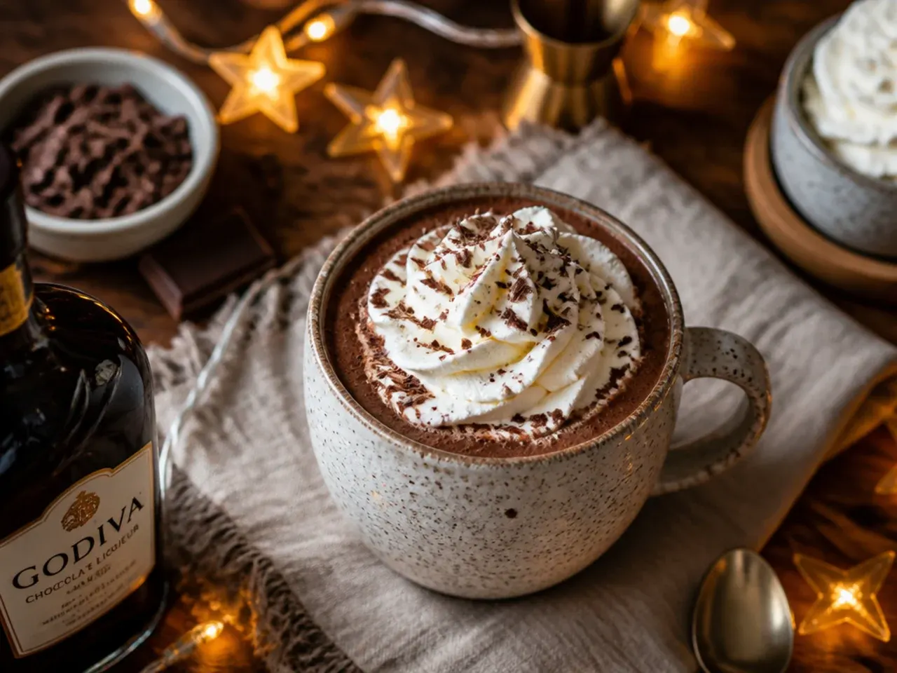 A pinch of salt being added to cocoa powder and sugar in a bowl
