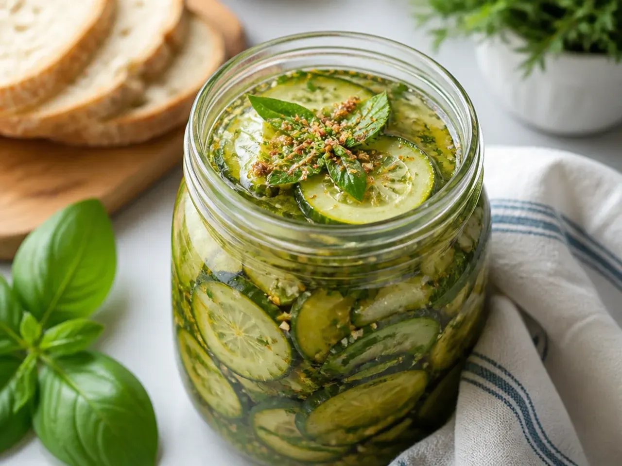 Plain sliced amish pickles in brine with no visible herbs or spices