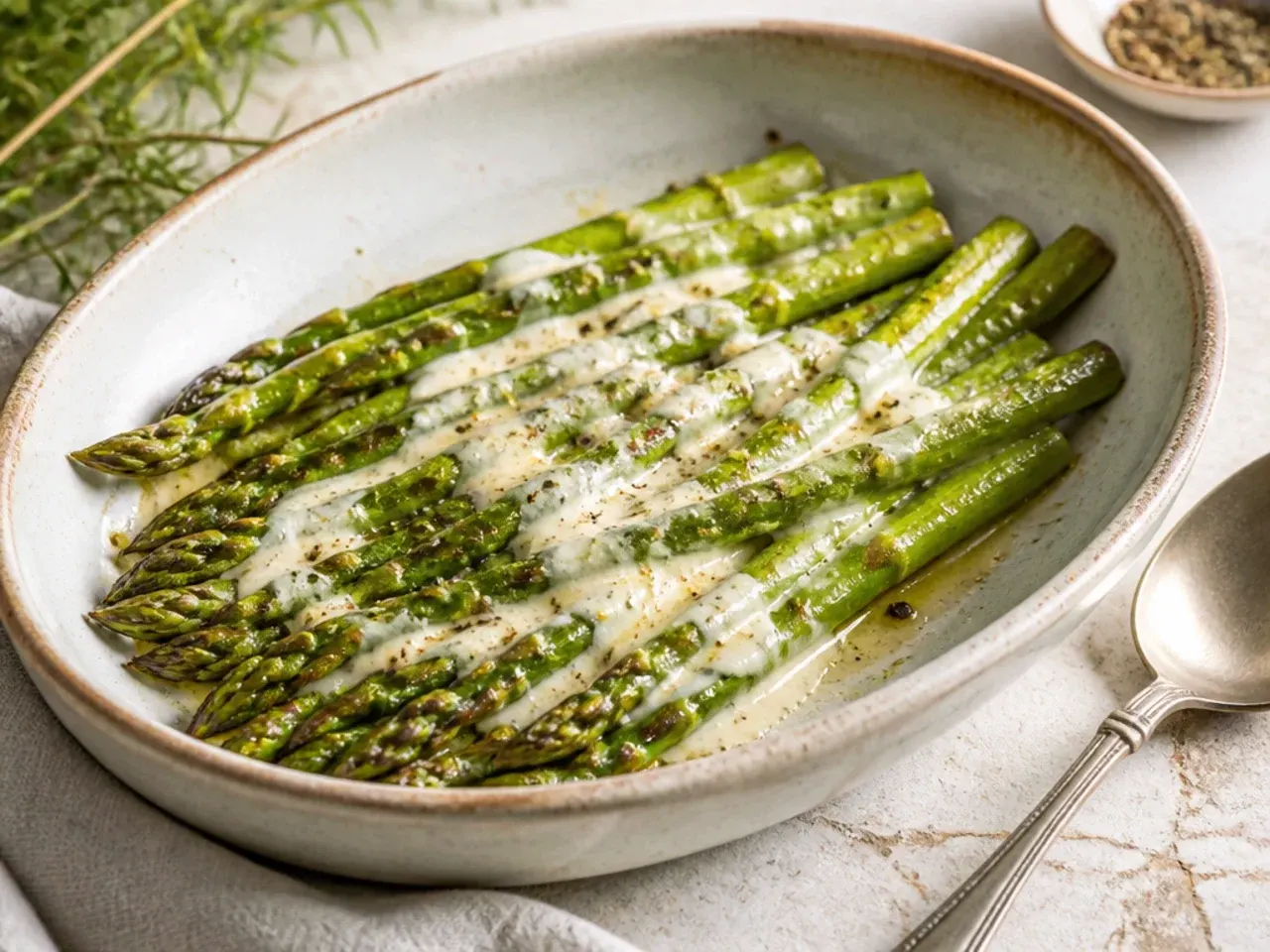 Close-up of a hand snapping the woody end off a fresh asparagus spear