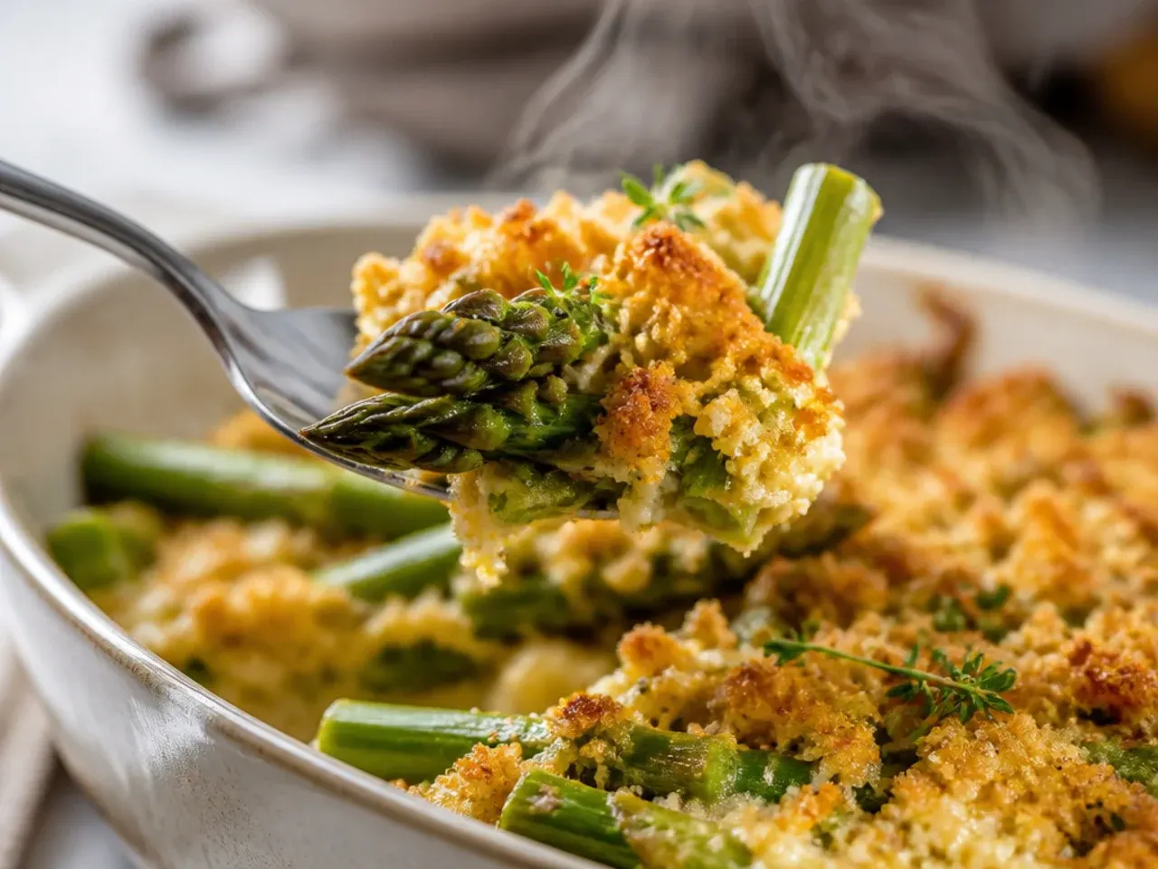 Asparagus spears lightly coated in a thin layer of olive oil on a tray