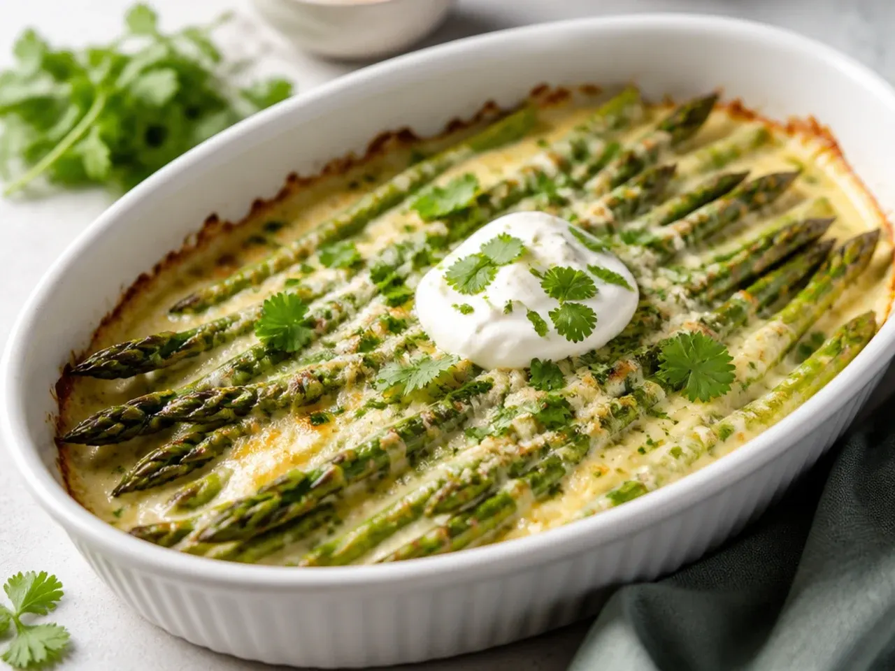 Grated parmesan being sprinkled over partially roasted asparagus