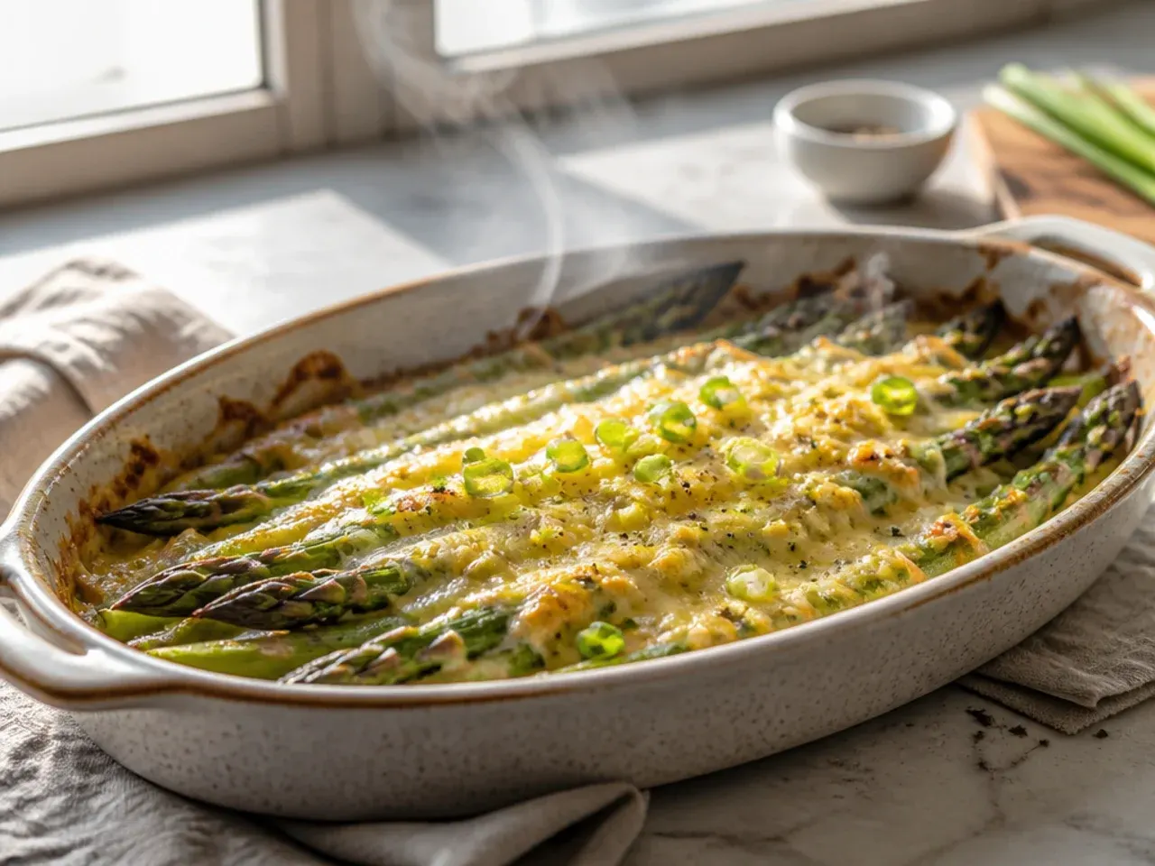 Melted butter being poured into a bowl of breadcrumbs and parmesan