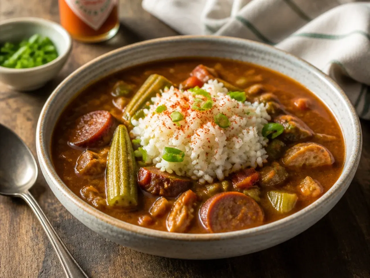 Creole okra and tomato gumbo recipe in the New Orleans style
