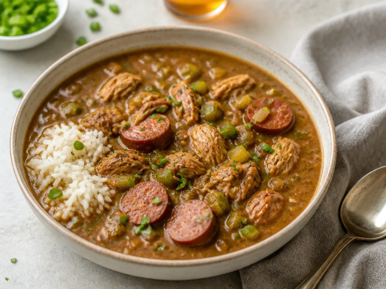 Slow cooker Cajun gumbo recipe with chicken and smoked sausage