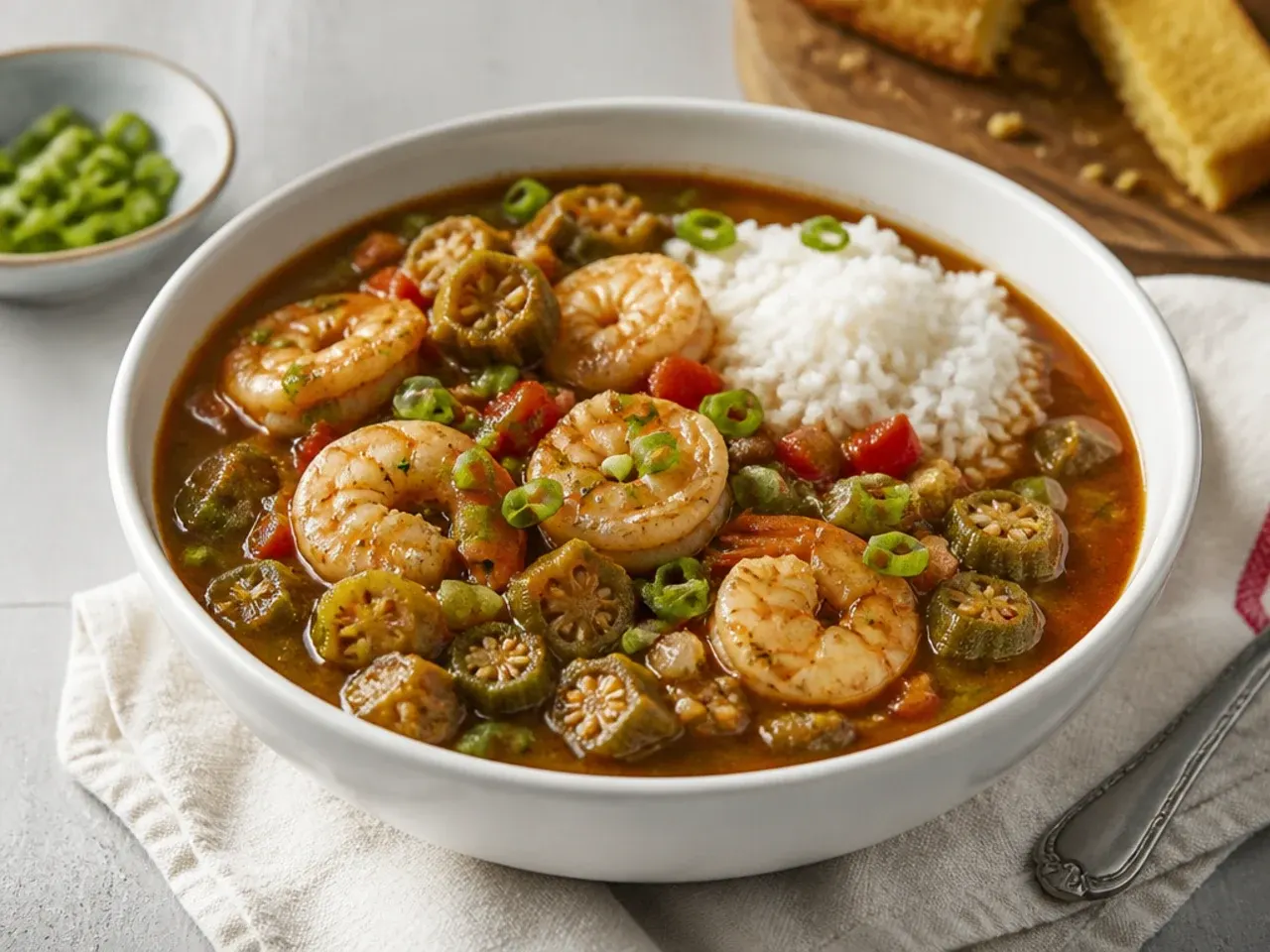 Quick shrimp and okra gumbo recipe ready in 45 minutes