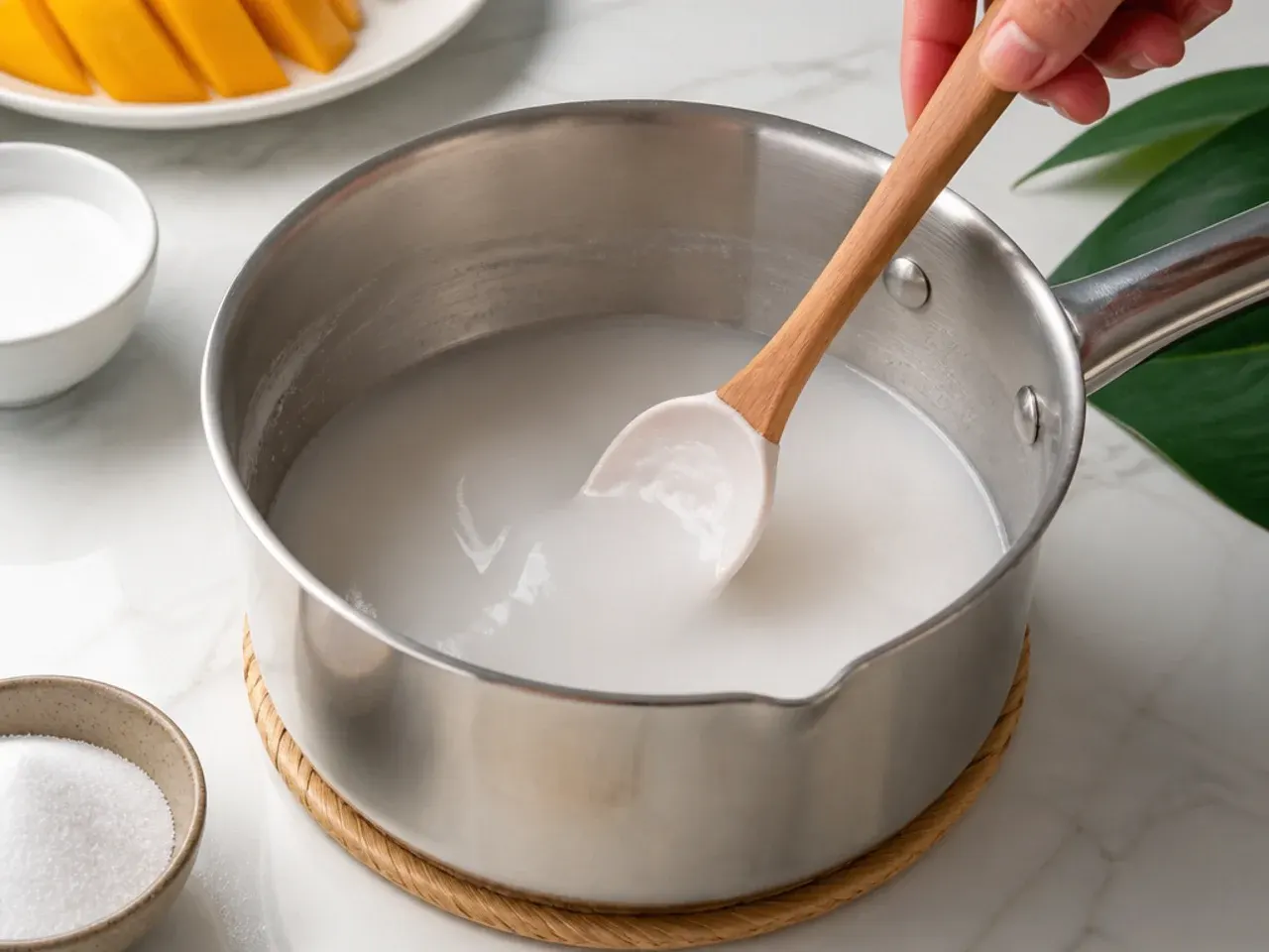authentic mango sticky rice — step 3: make the sweet coconut syrup