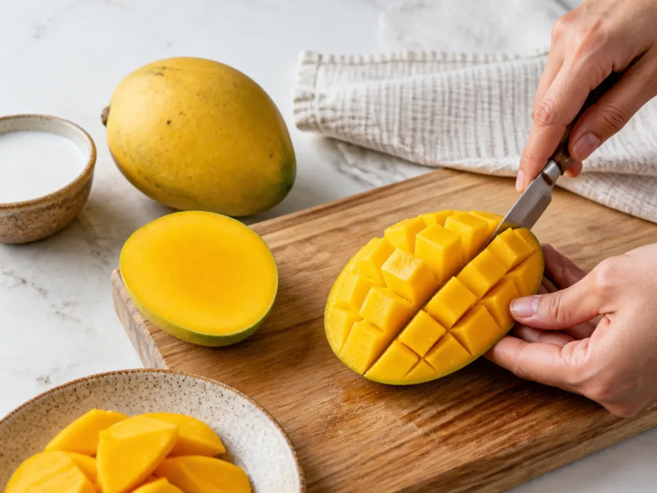 authentic mango sticky rice — step 6: prepare the mangoes