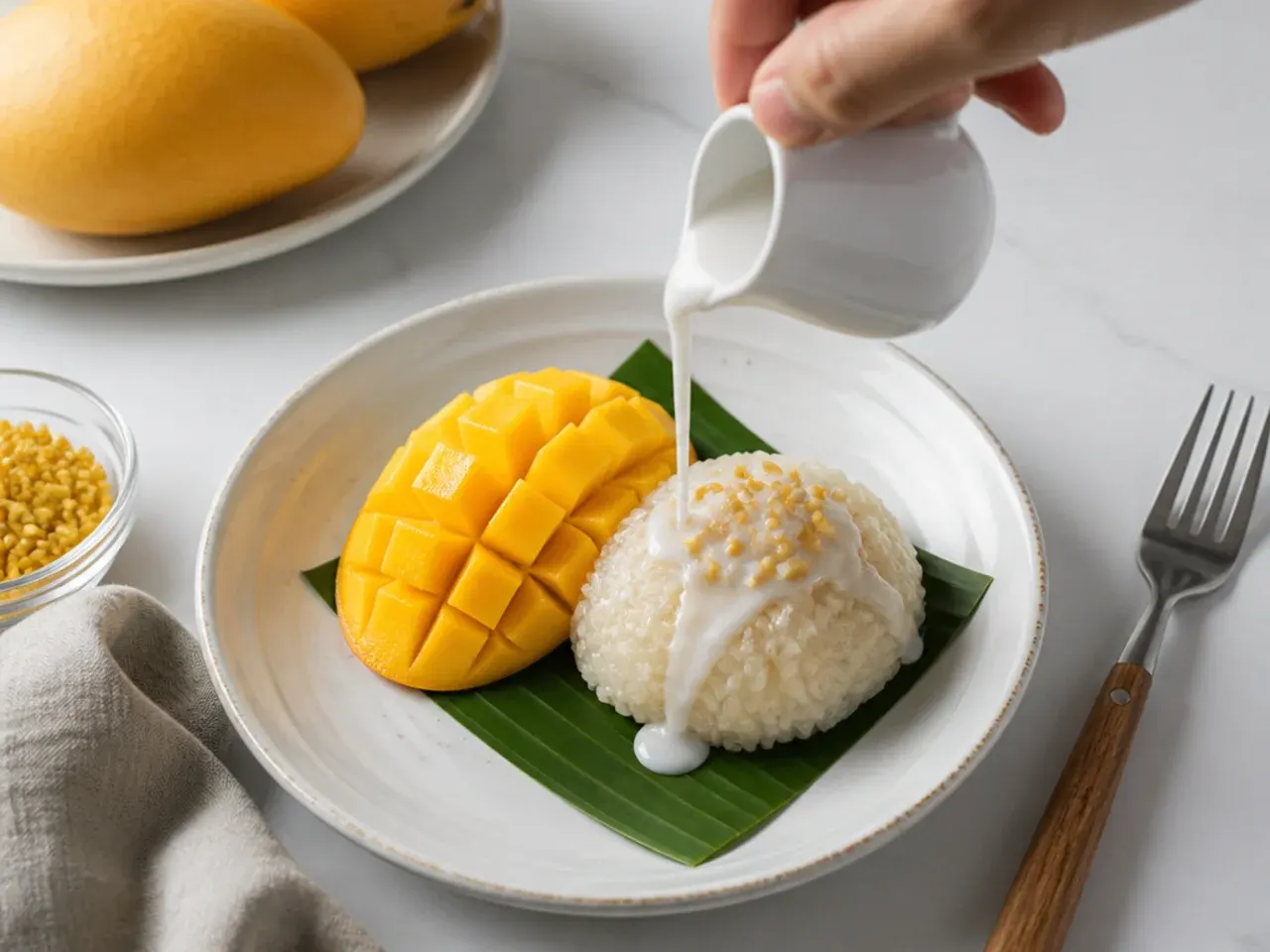 authentic mango sticky rice — step 7: assemble and serve
