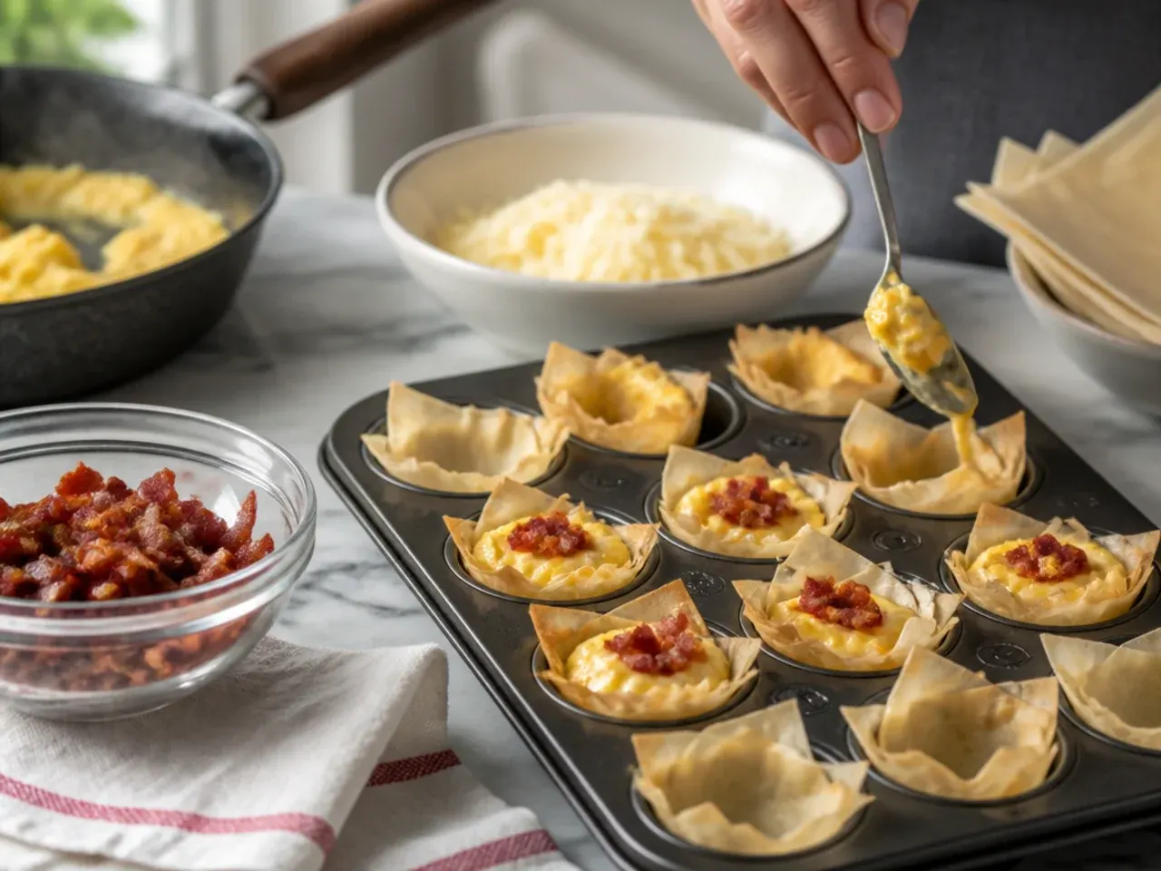bacon phyllo cup appetizers recipe step 4