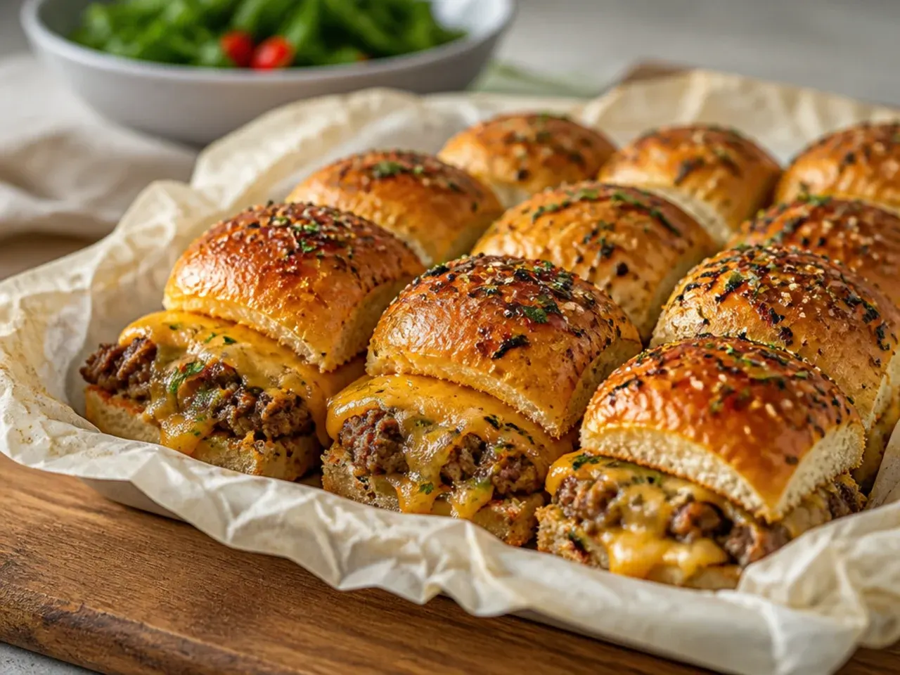 Quick weeknight cheeseburger sliders on Hawaiian rolls fresh from the oven