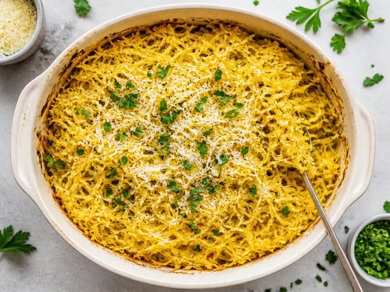 Whole spaghetti squash resting on a chopping board after a few minutes in the microwave