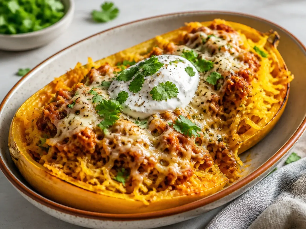 Spaghetti squash halves spaced well apart on a large baking sheet