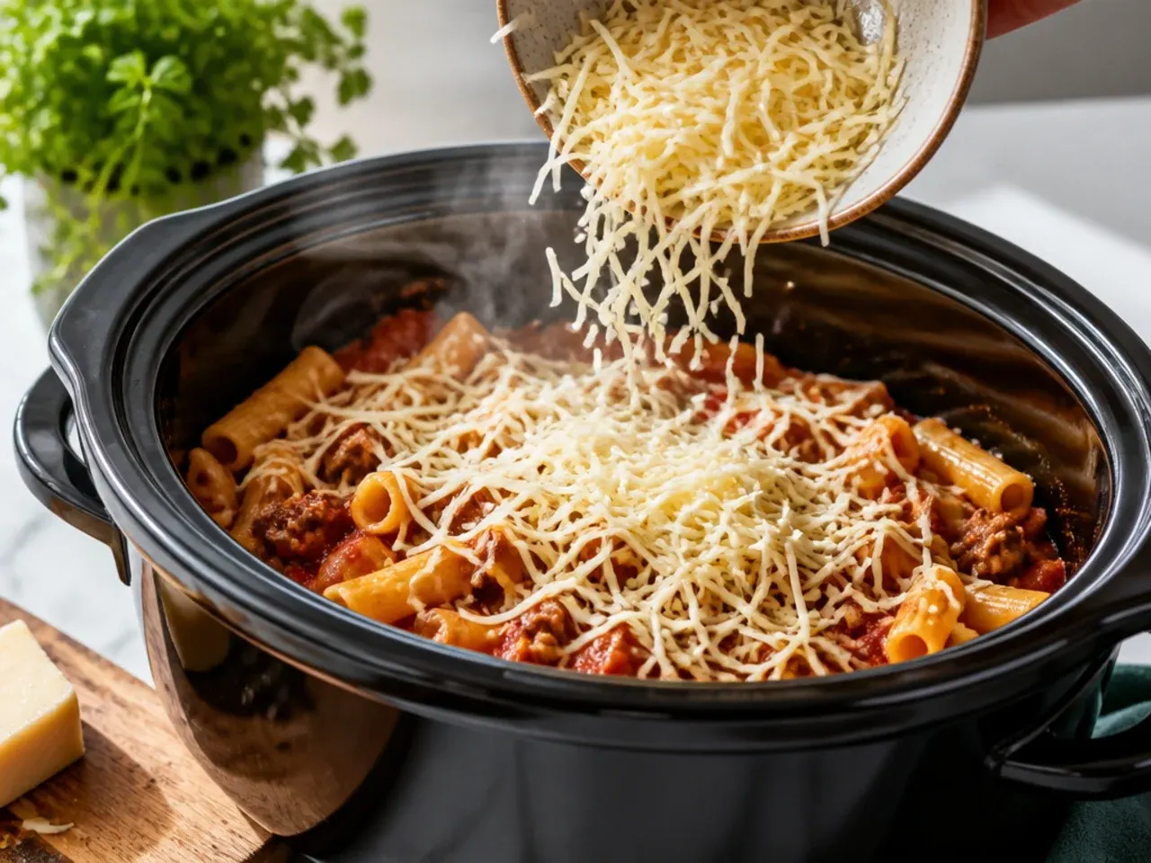 baked ziti crockpot recipe step 4