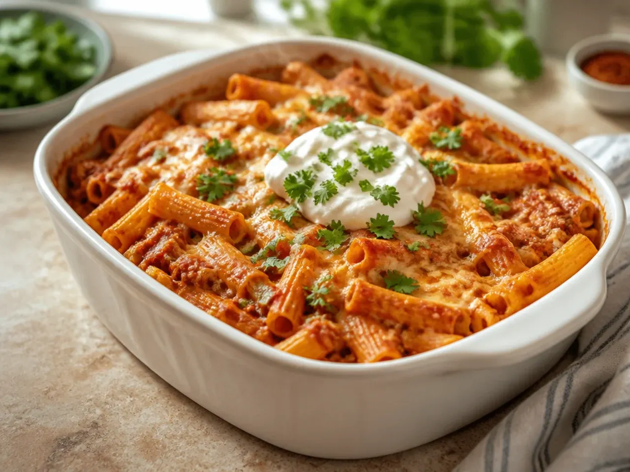One-pot no-boil crockpot baked ziti made with a single slow cooker insert
