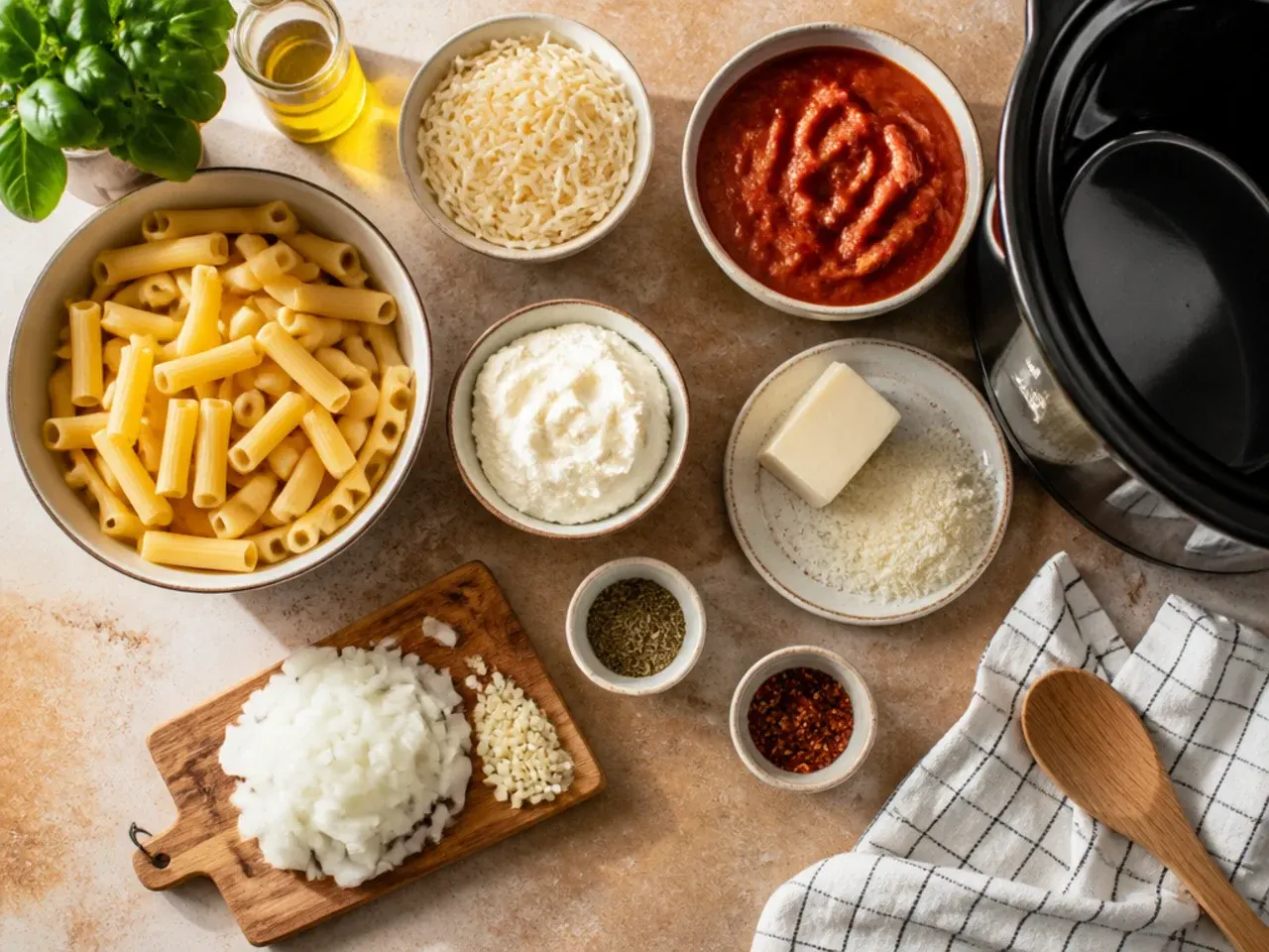 Close-up of a slow cooker lid with steam, showing tips for cooking crockpot ziti