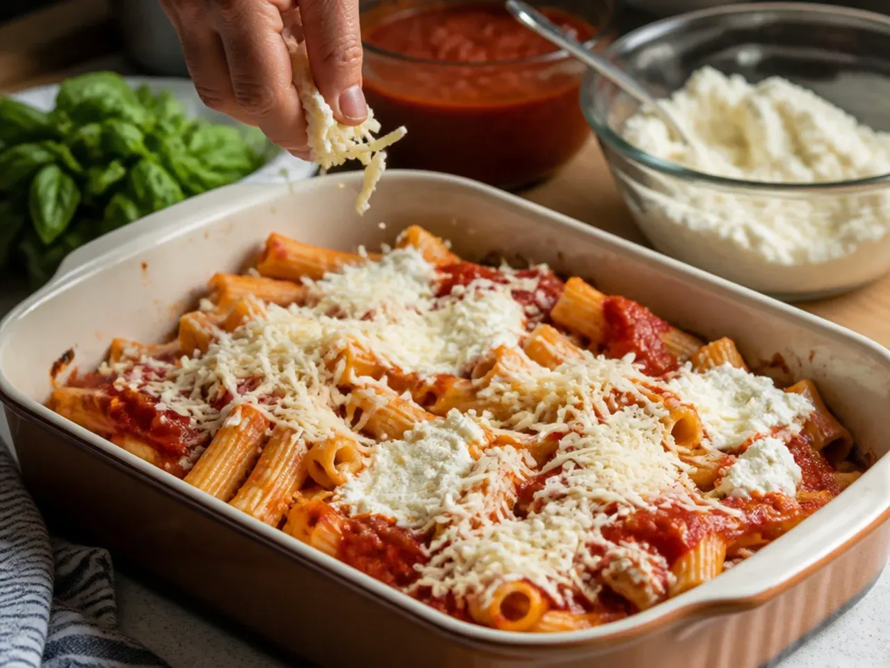 baked ziti with cottage cheese recipe step 1