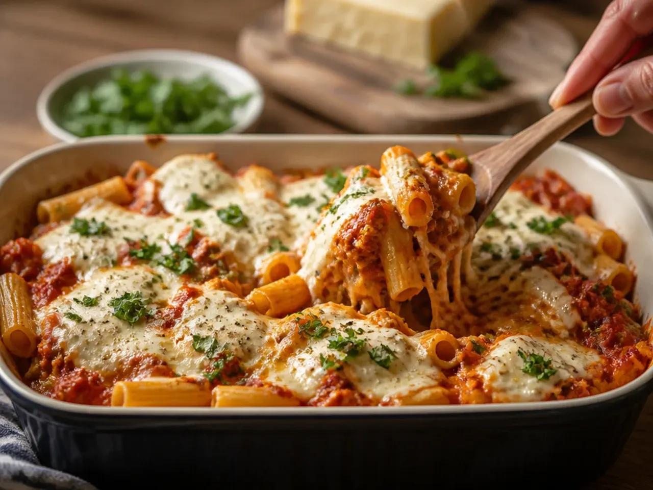 baked ziti with ground beef and ricotta recipe step 7