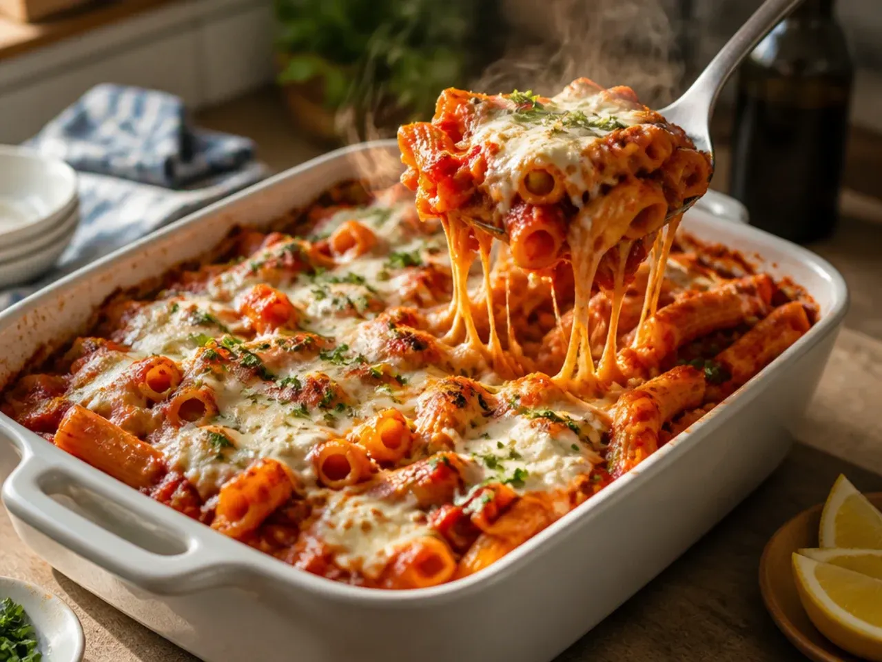 Rich tomato sauce simmering in a pot with visible thickened texture