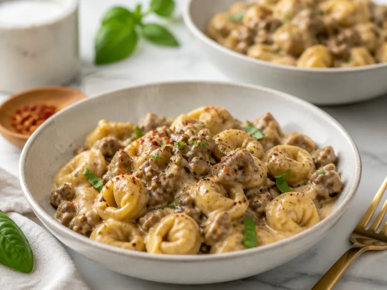 Fast weeknight beef tortellini skillet ready in under 20 minutes