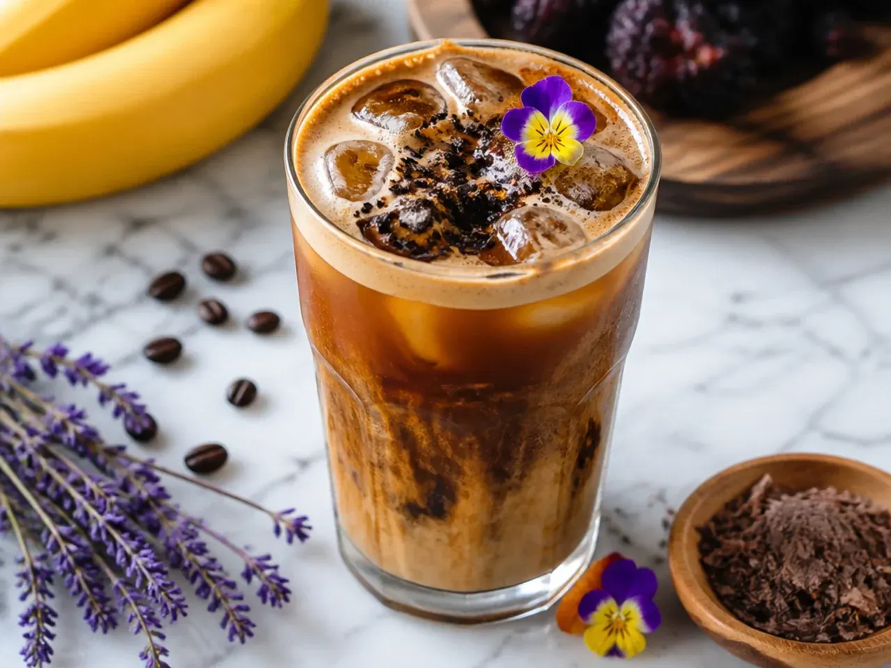 Bold Black Mamba espresso energy drink over ice in a tall glass
