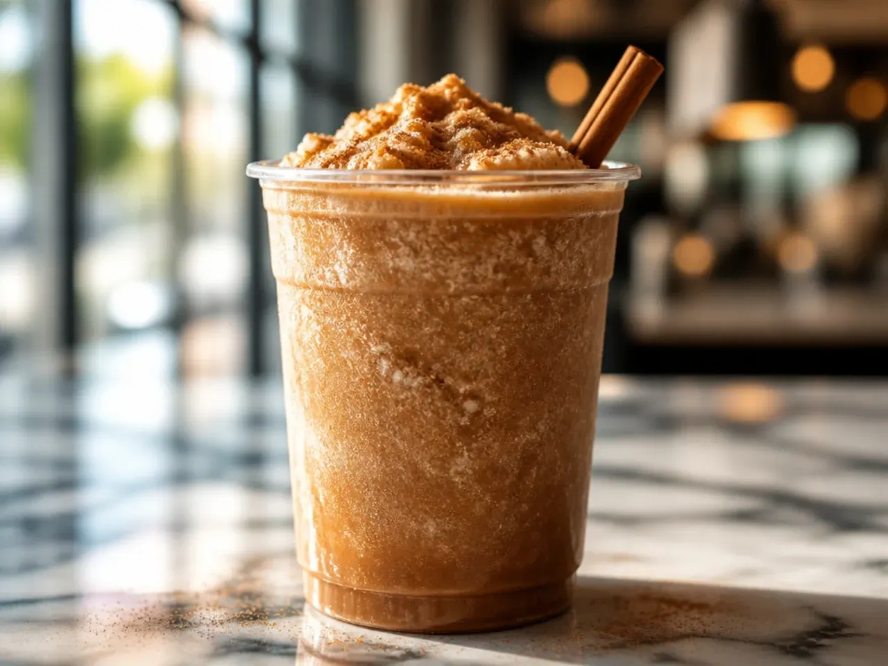 Frozen coffee Coolatta in a plastic cup with a straw, showing a thick slushy texture