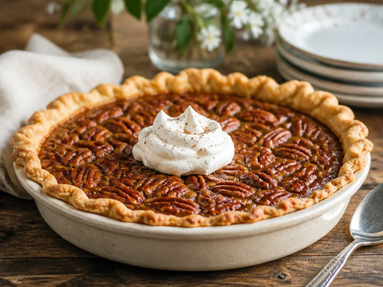 Pecan pie in a flaky cream cheese pastry crust