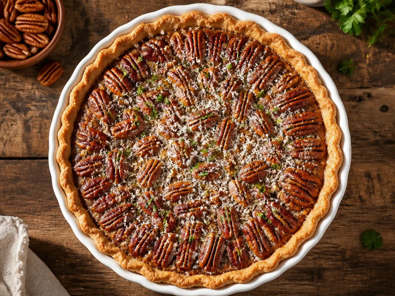 Easy pecan pie made with a store-bought pastry case