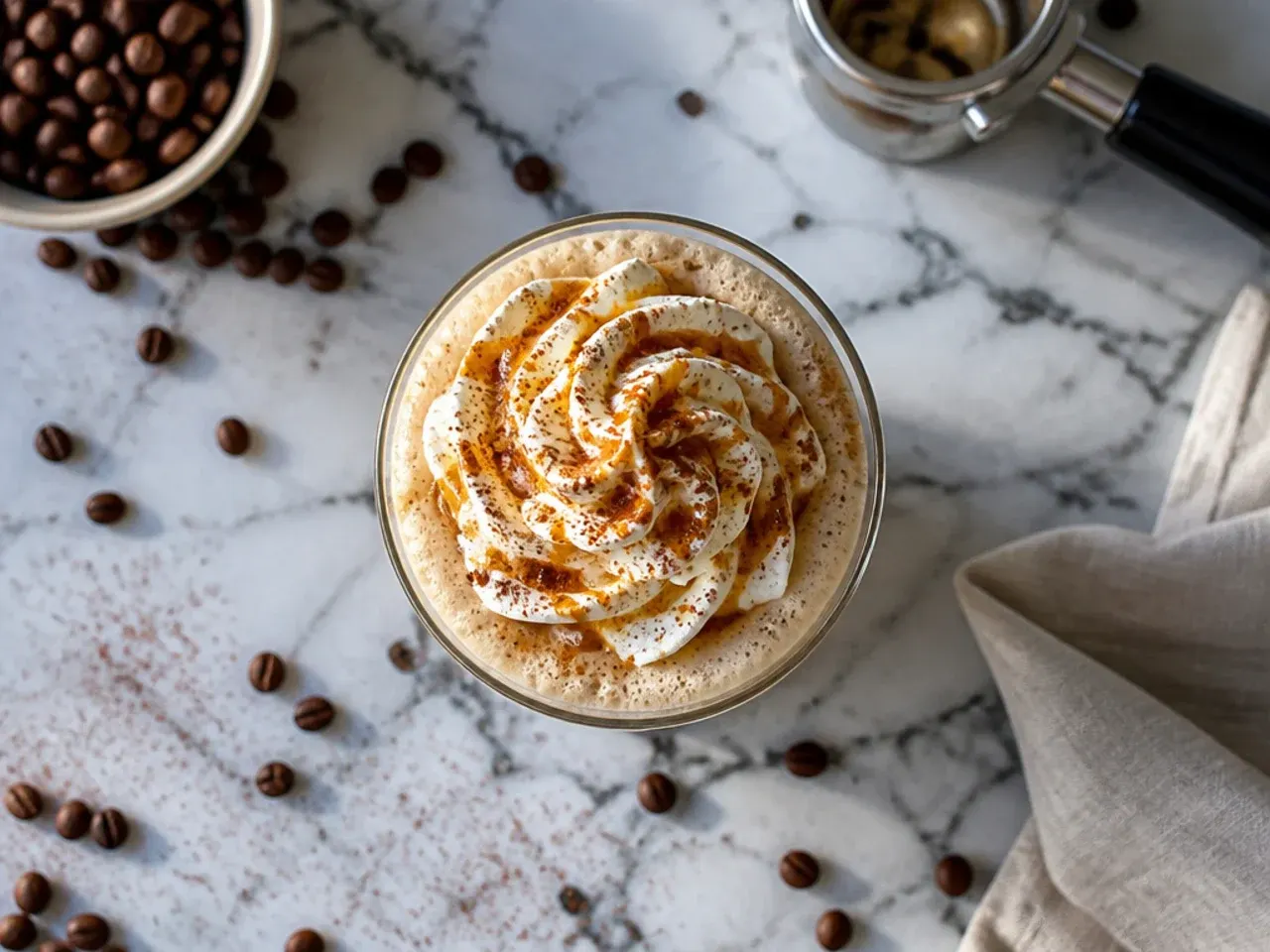 A classic cappuccino in a small cup with thick, dense milk foam on top