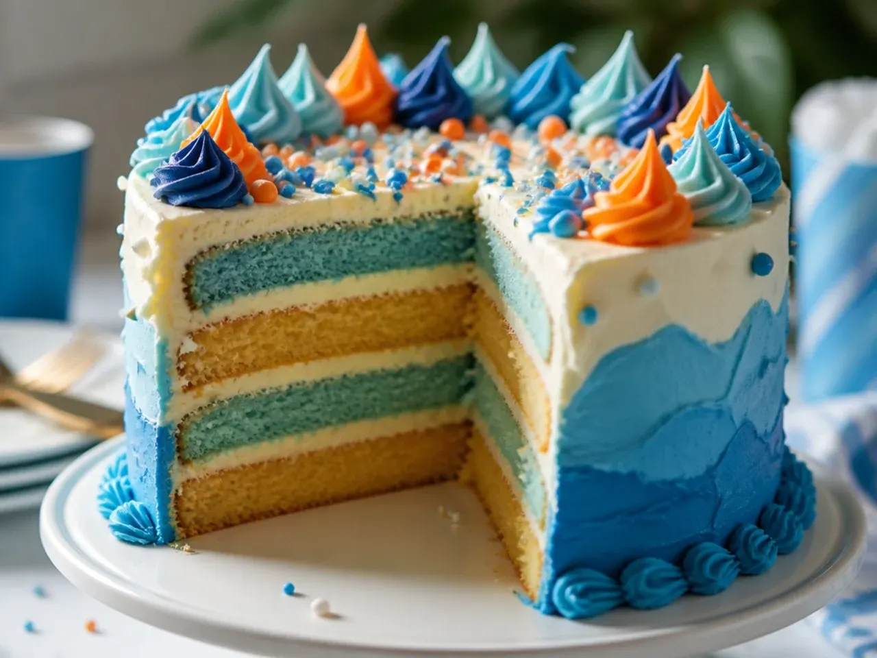 Two 20cm cake layers next to a handwritten guest count on a shopping list