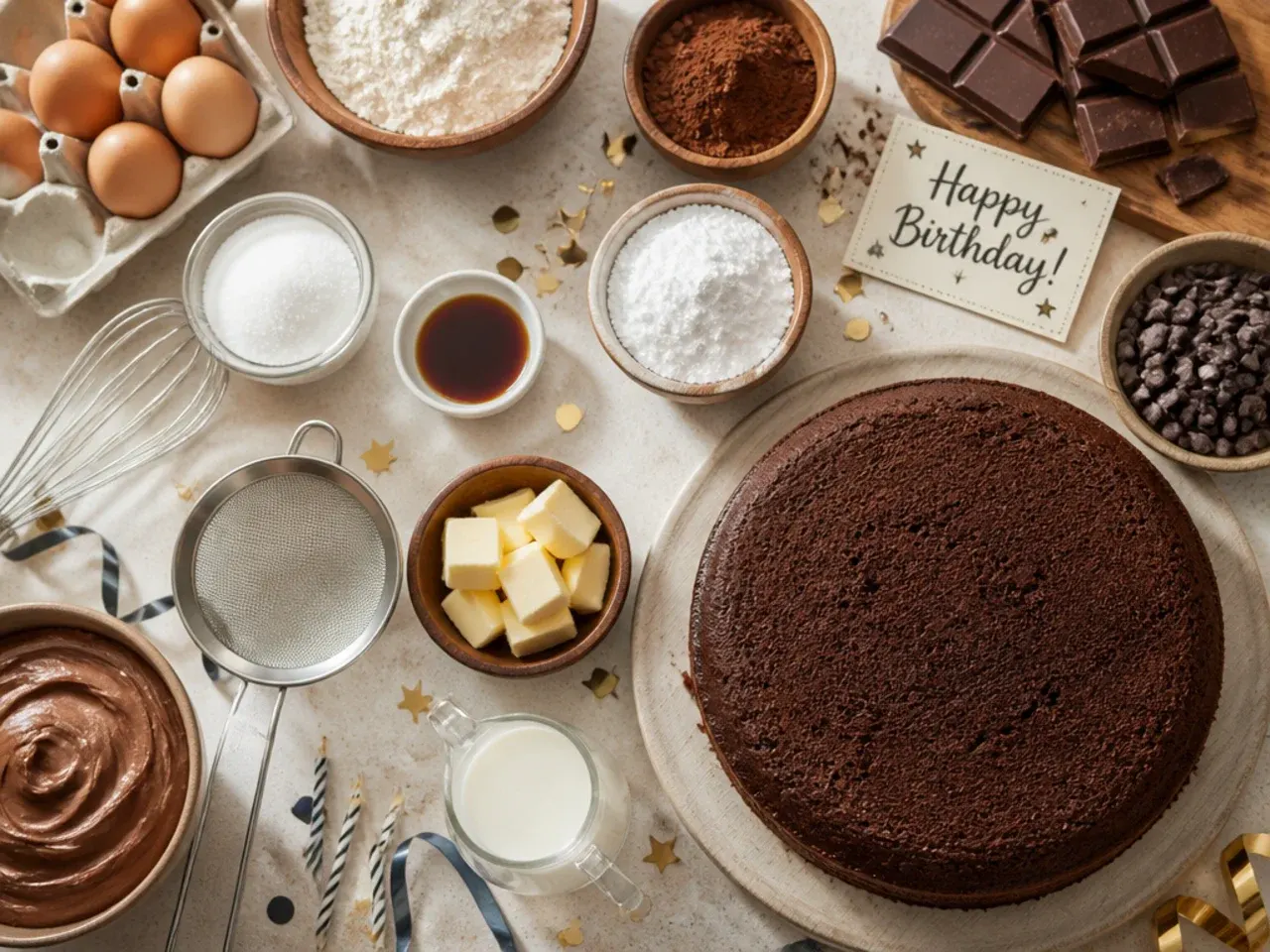 Baking ingredients being weighed on a digital kitchen scale