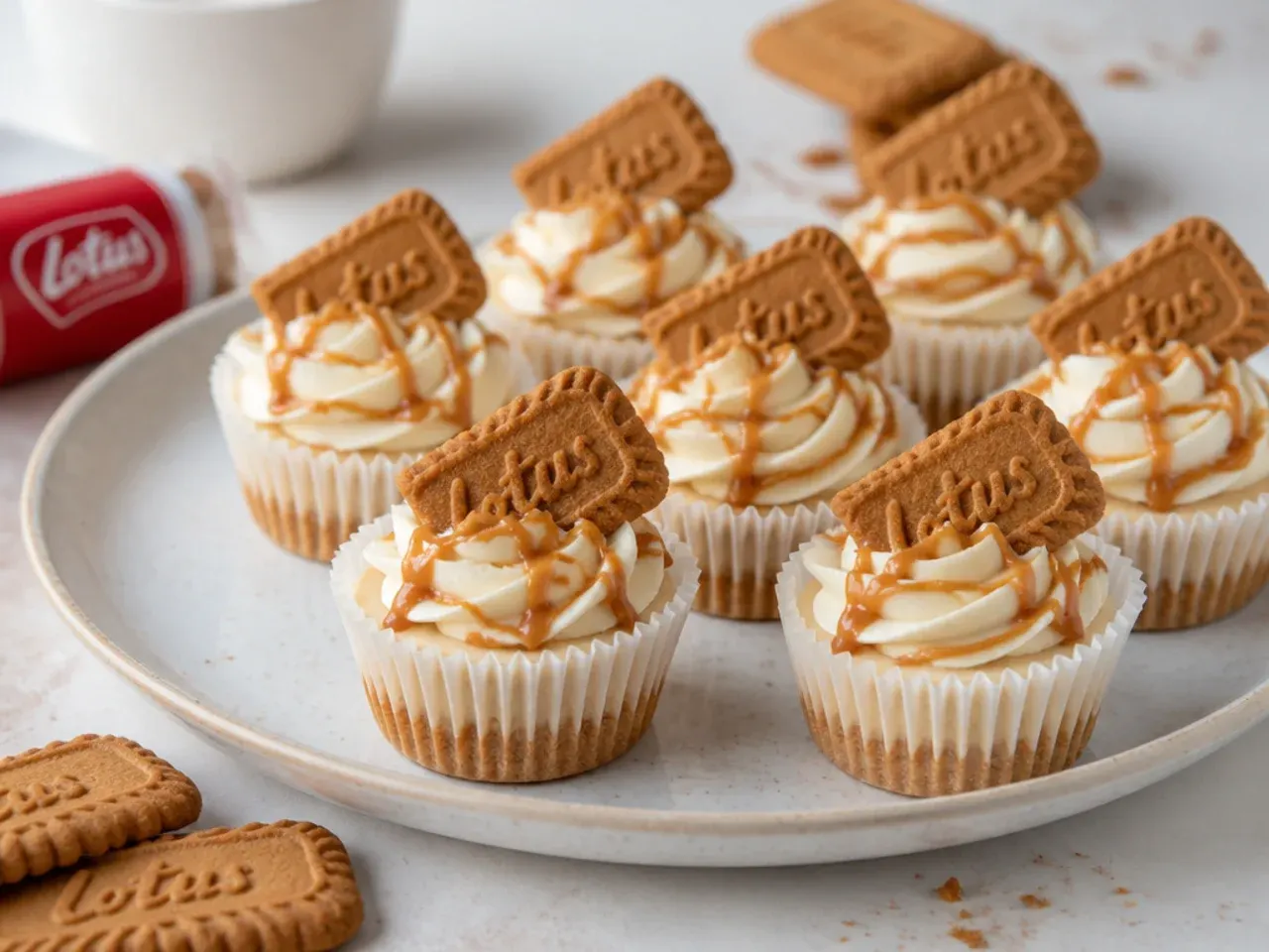 Charming mini biscoff cheesecake bites in paper cases