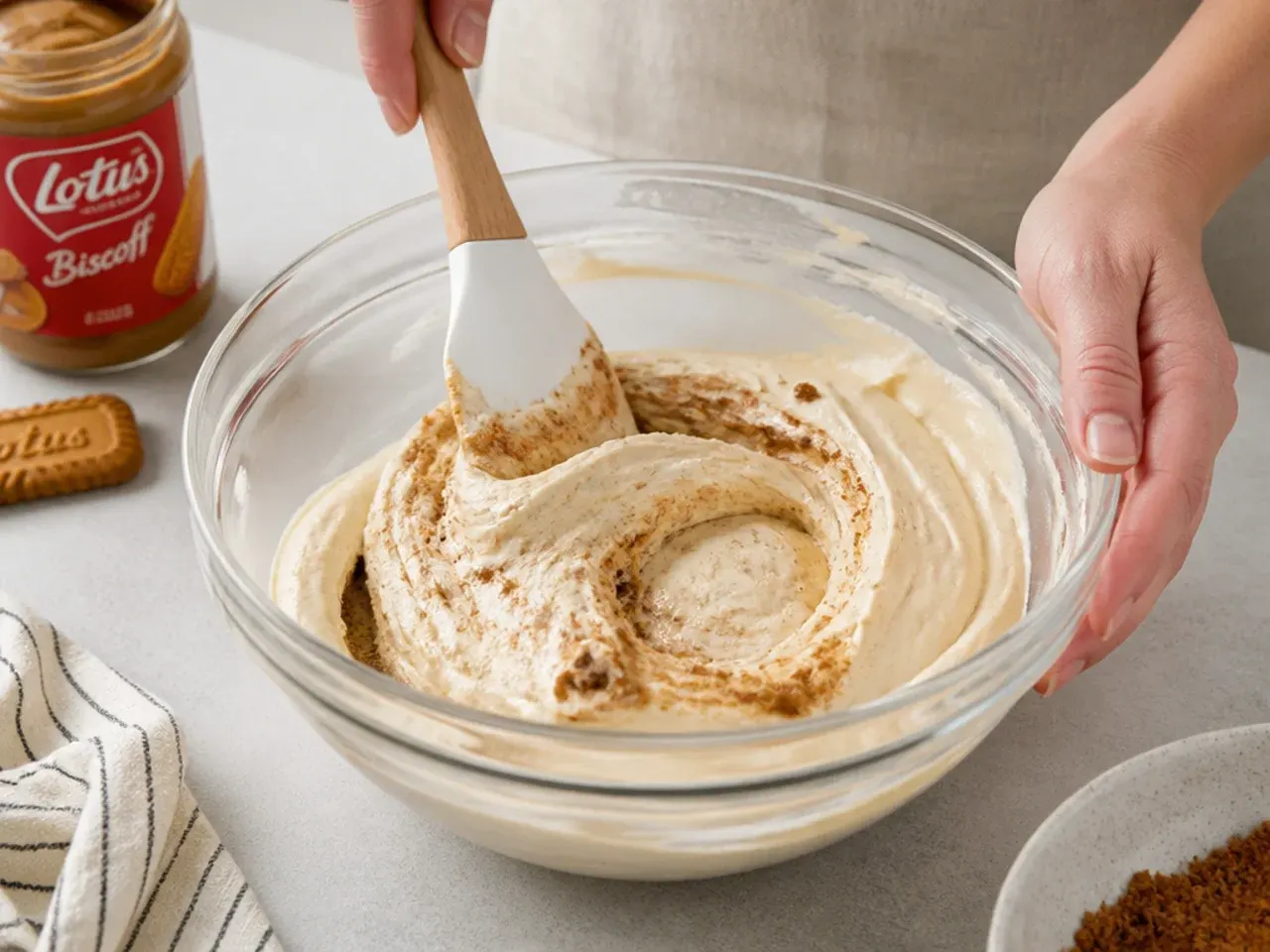 biscoff cheesecake cups — step 5: fold together