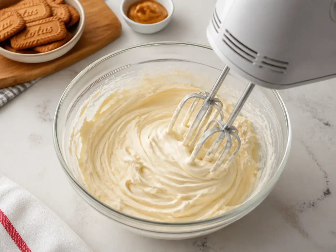 biscoff cheesecake designs — step 3: beat the cream cheese filling