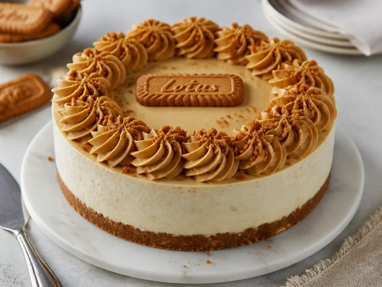 biscoff cheesecake designs — elegant piped rosette crown