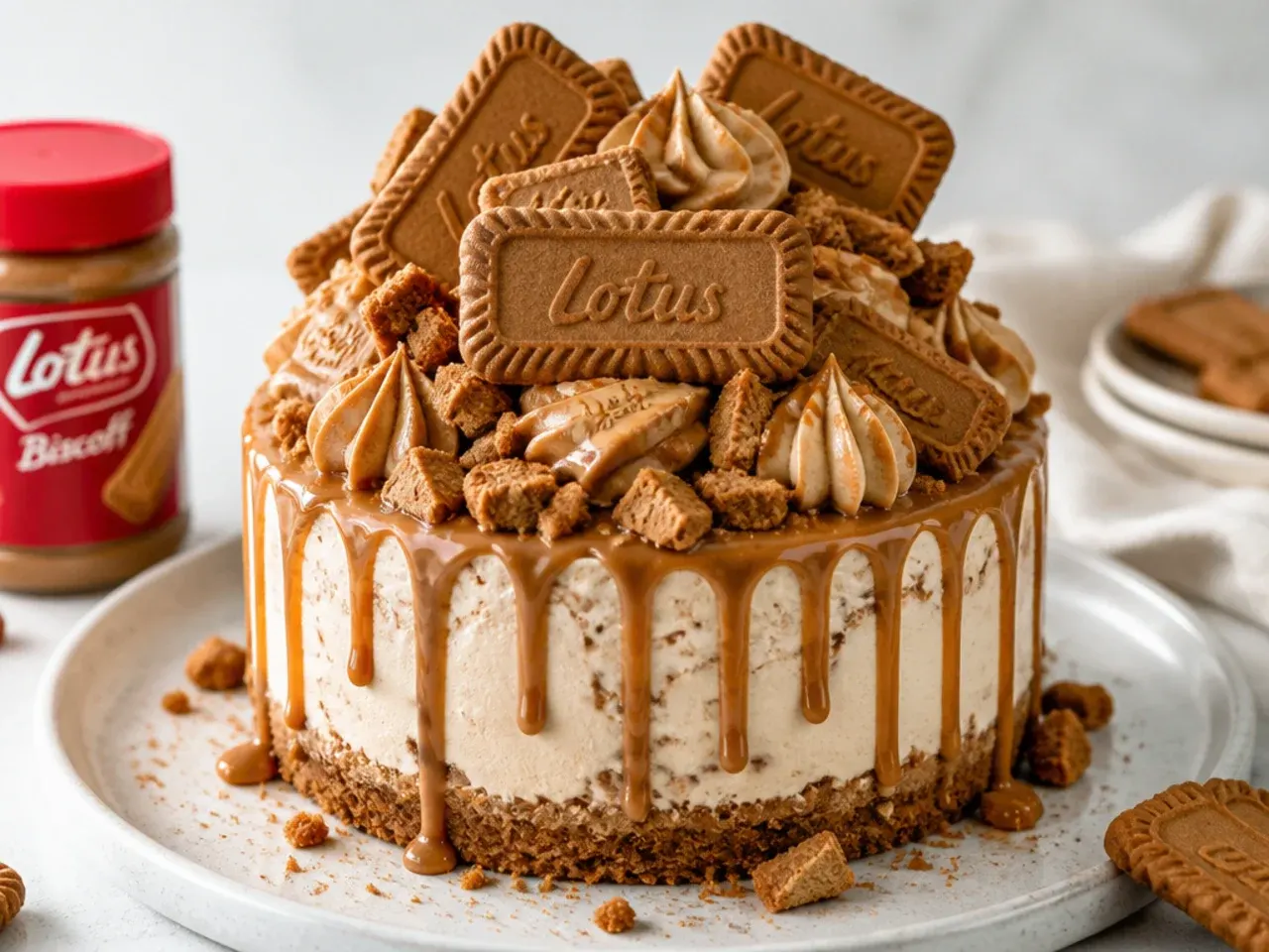 biscoff cheesecake designs — playful biscoff overload pile