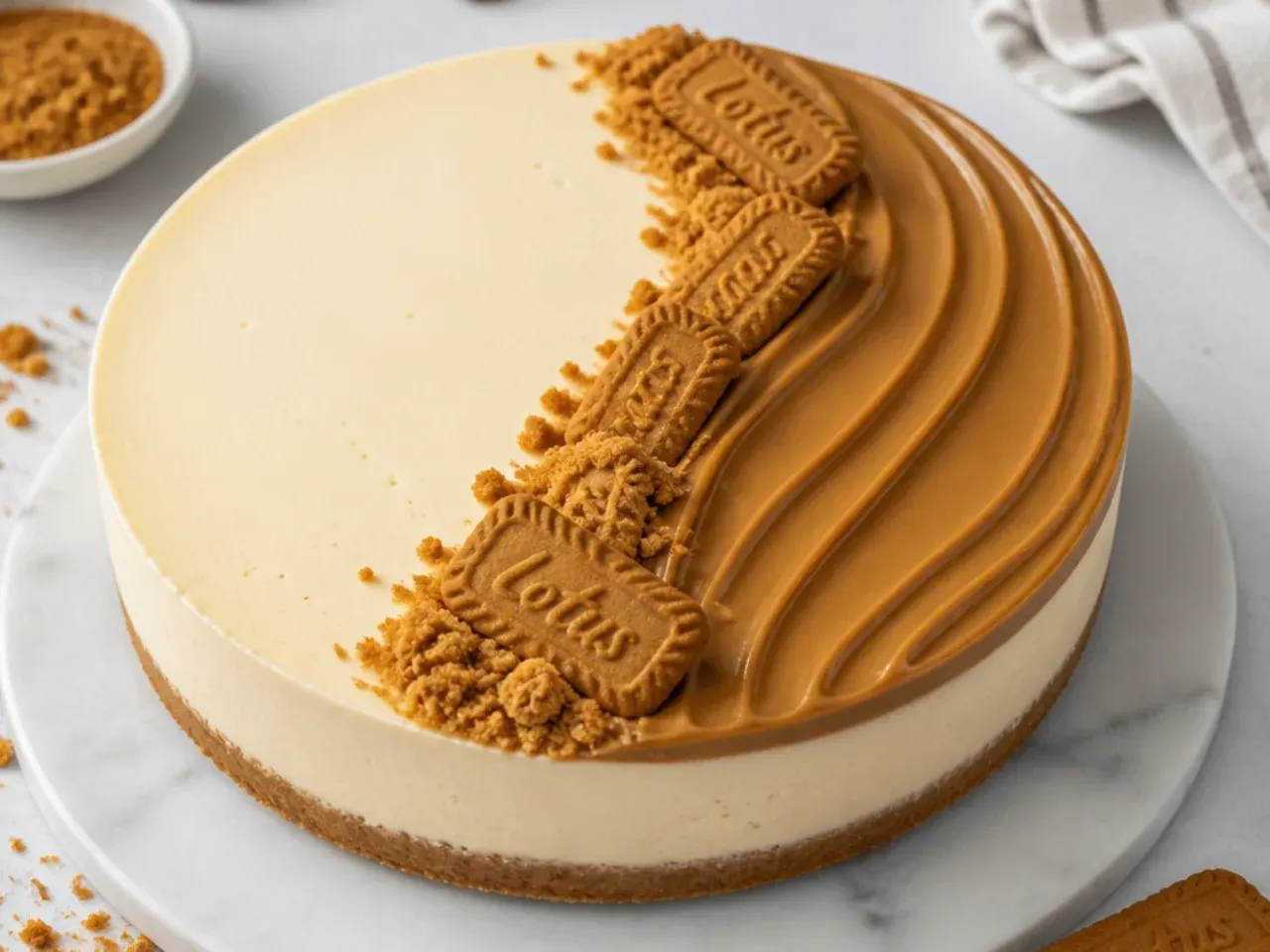biscoff cheesecake designs — modern half-moon split design