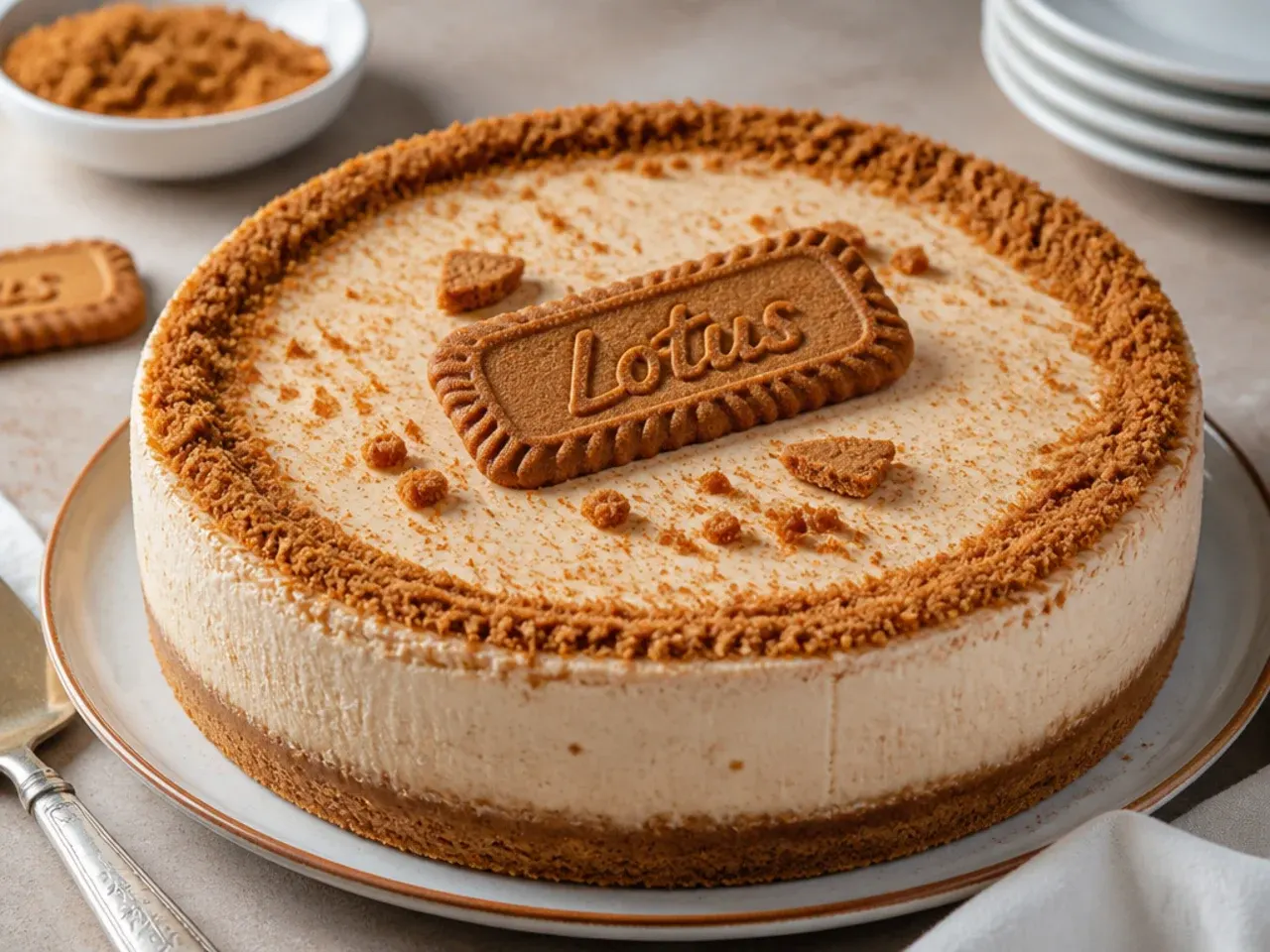 biscoff cheesecake designs — rustic naked crumb-edge cheesecake
